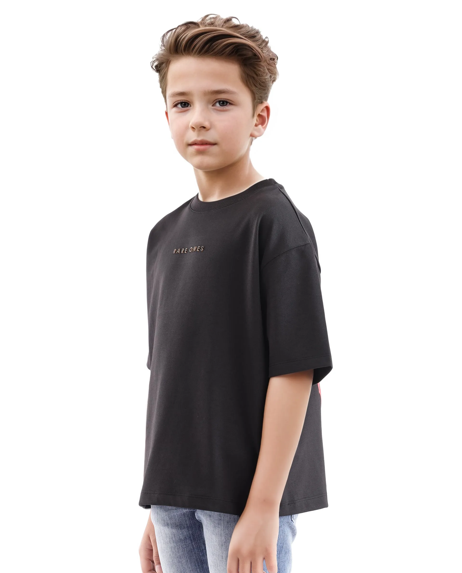 Rare Ones Kids Pete Black Cotton Half Sleeves Crew Neck Oversized Fit Hd Print Branded T-Shirt - Image 8