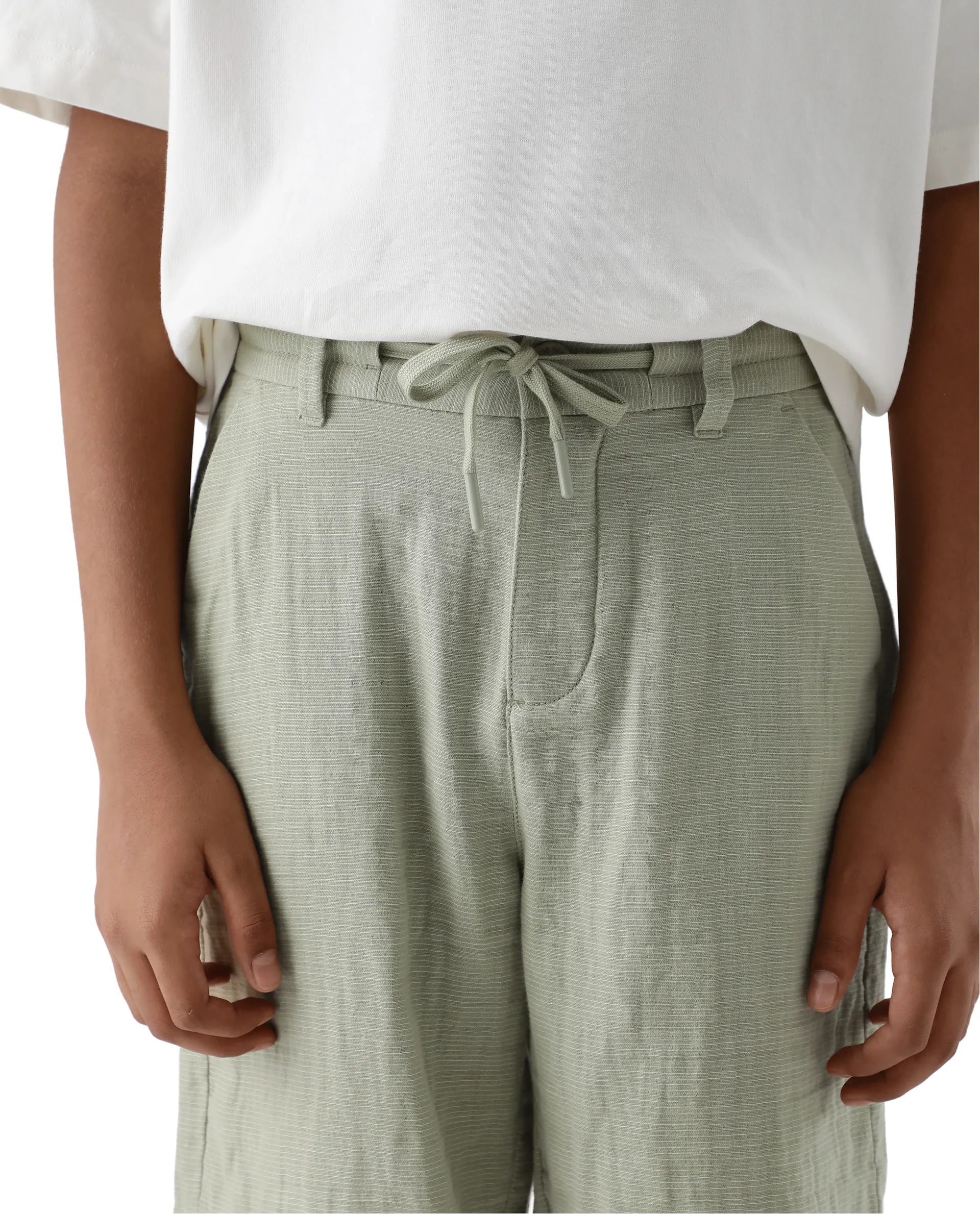 Rare Ones Kids Pinto-K Light Green Cotton Fabric Drawstring Closure Regular Fit Shorts - Image 3