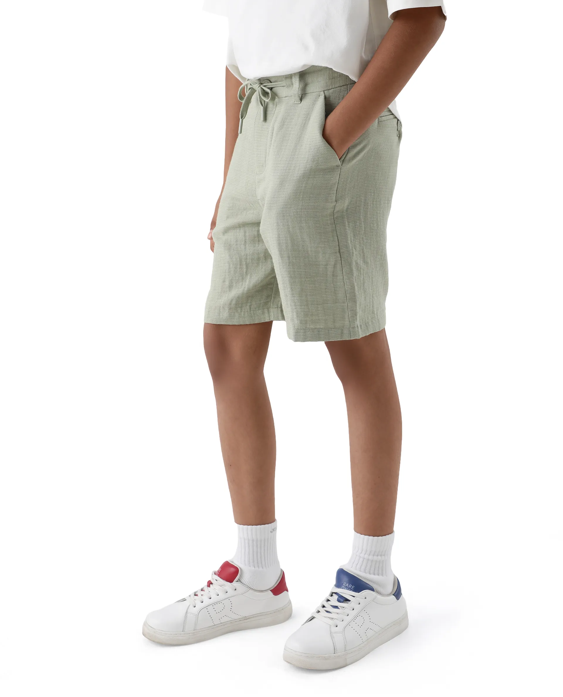Rare Ones Kids Pinto-K Light Green Cotton Fabric Drawstring Closure Regular Fit Shorts - Image 7