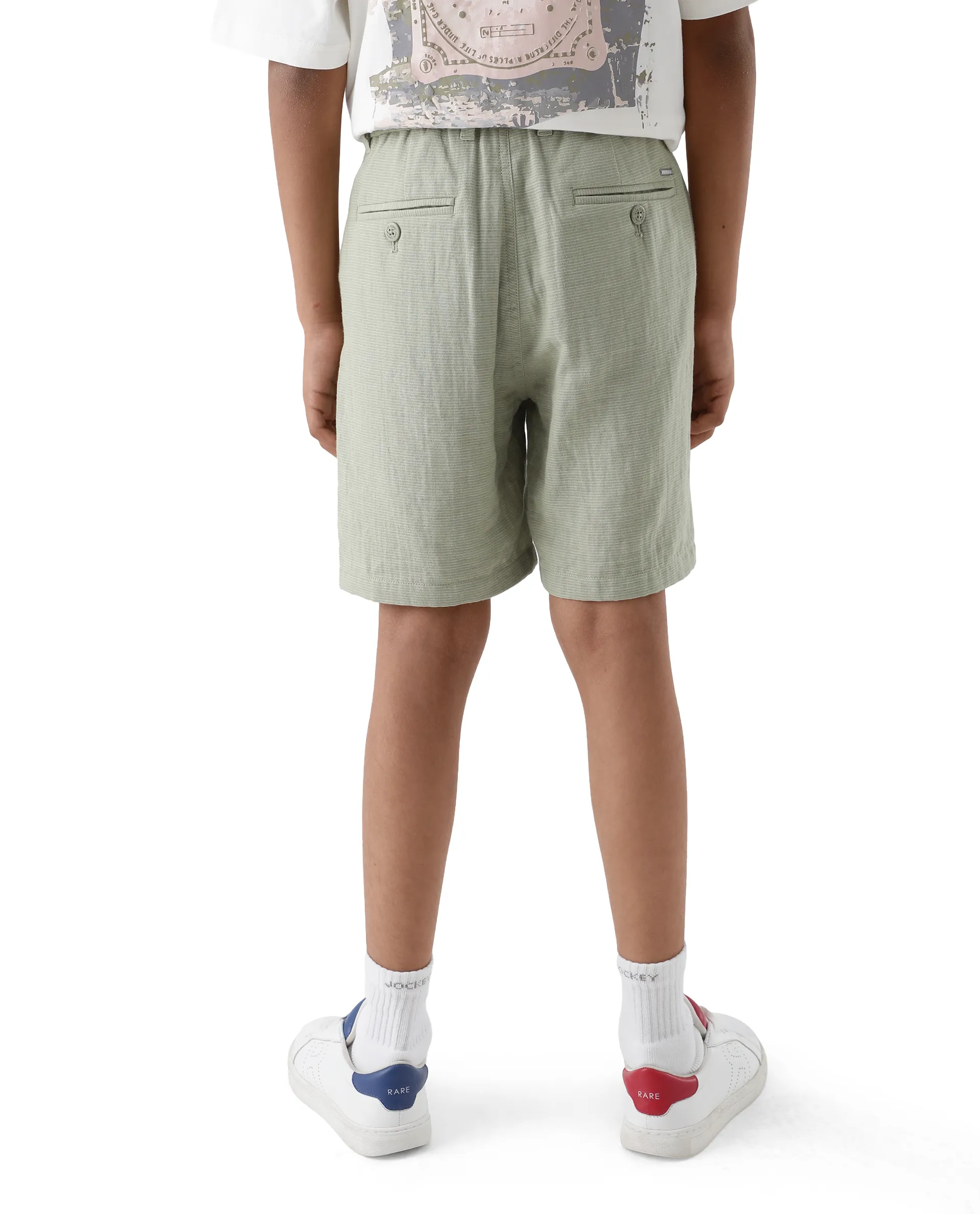 Rare Ones Kids Pinto-K Light Green Cotton Fabric Drawstring Closure Regular Fit Shorts - Image 8