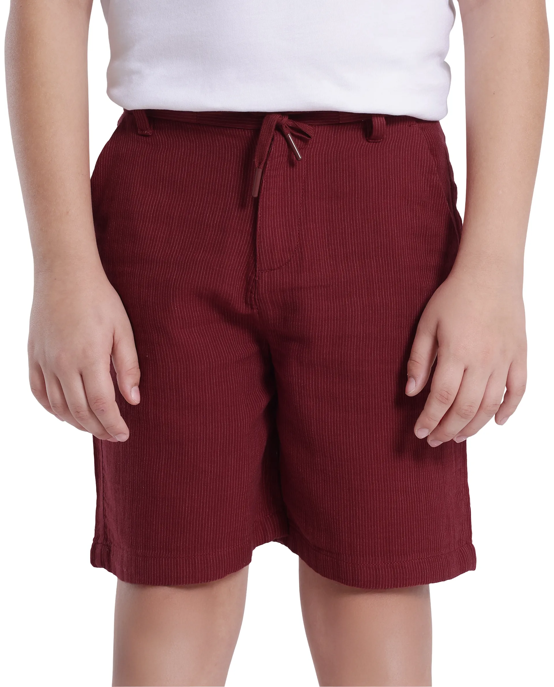 Rare Ones Kids Pinto-K Red Cotton Solid Drawstring Closure Regular Fit Shorts - Image 3