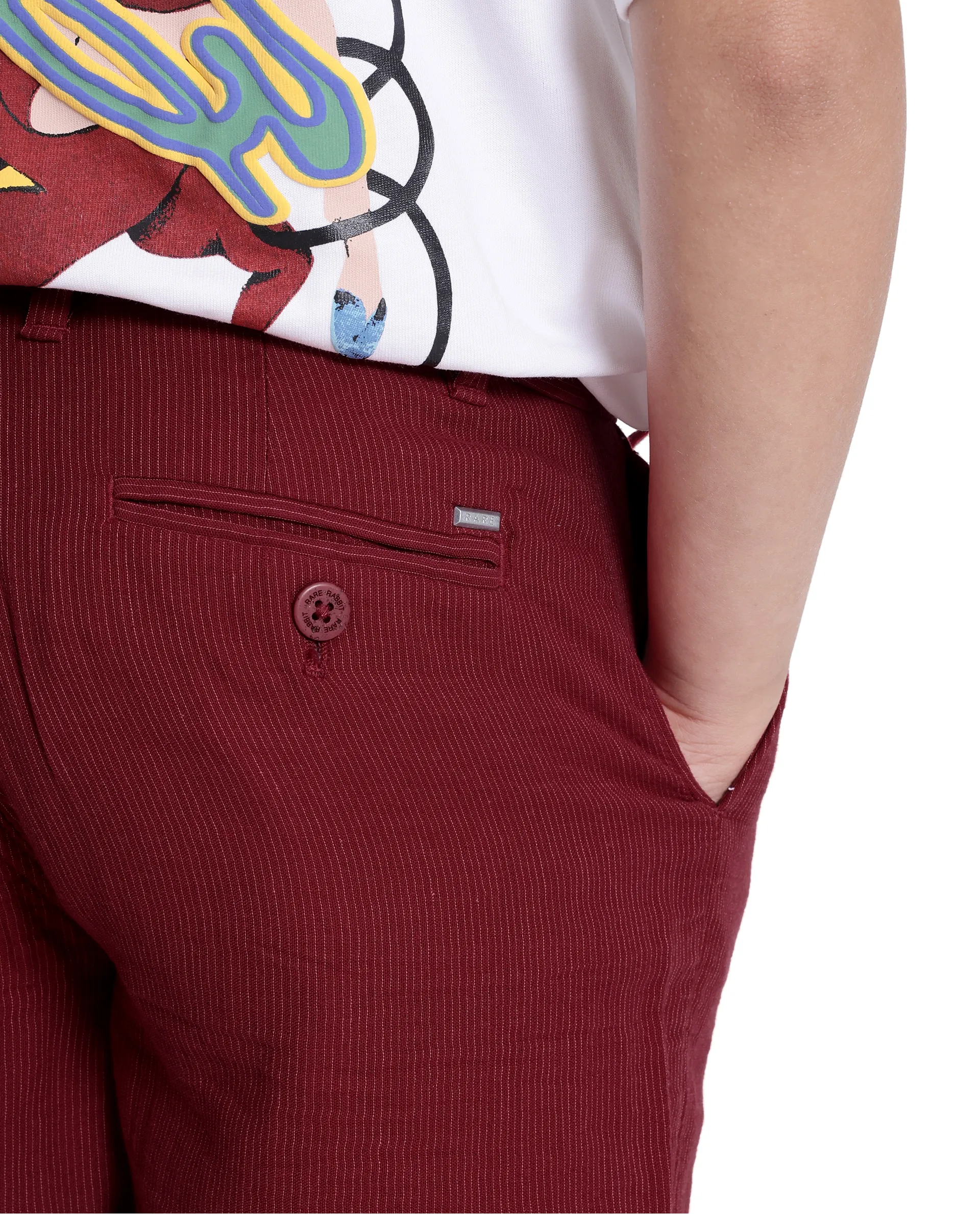 Rare Ones Kids Pinto-K Red Cotton Solid Drawstring Closure Regular Fit Shorts - Image 4