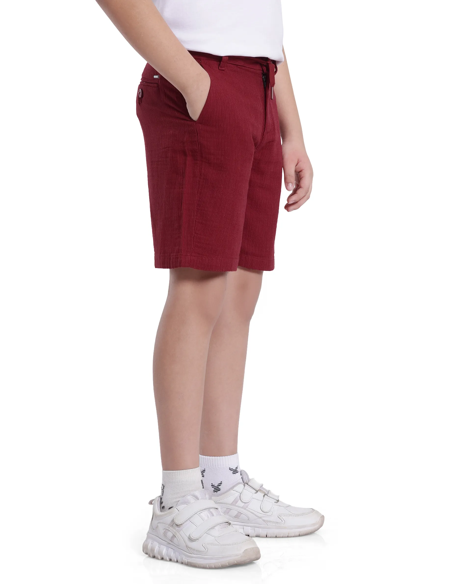 Rare Ones Kids Pinto-K Red Cotton Solid Drawstring Closure Regular Fit Shorts - Image 6