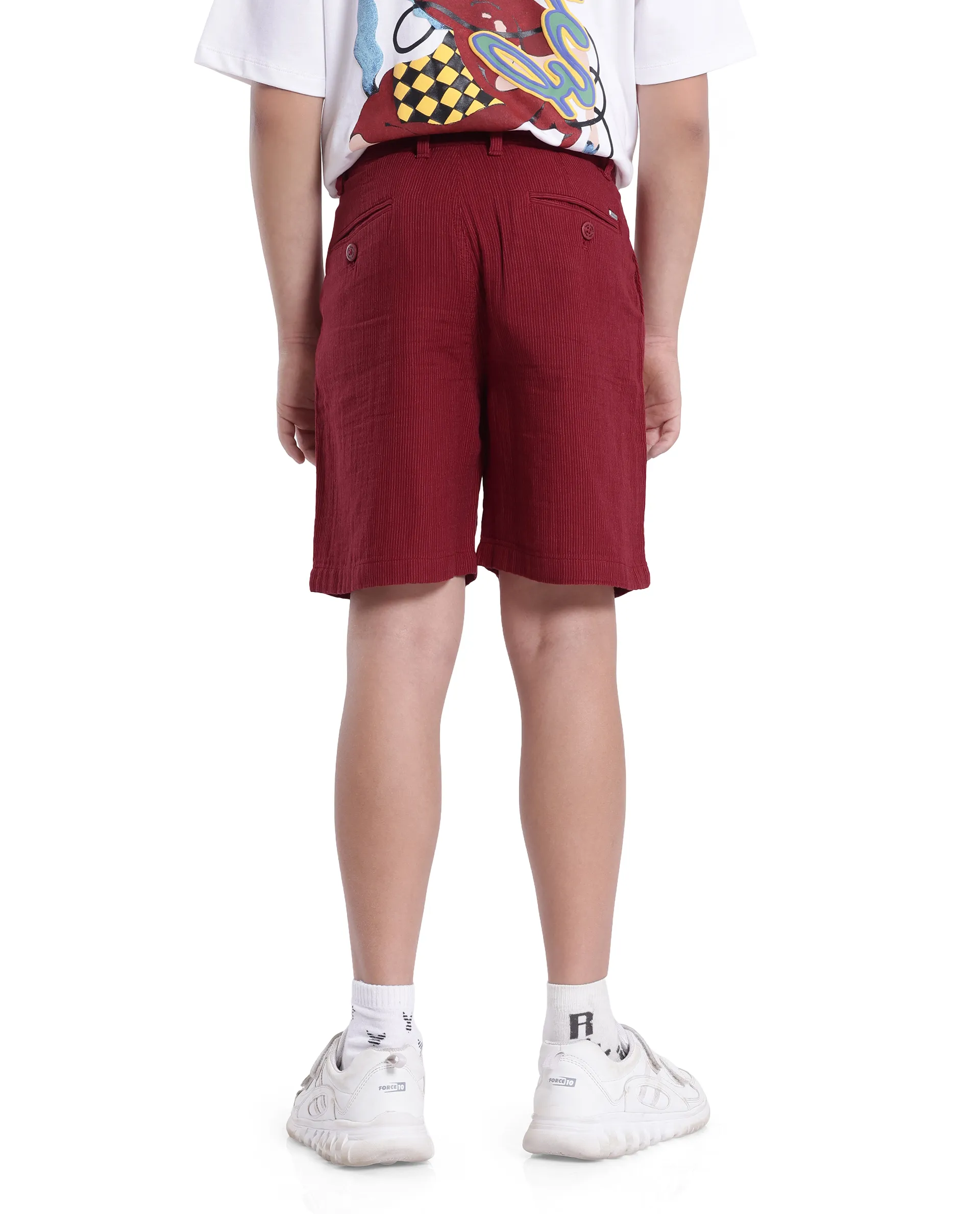 Rare Ones Kids Pinto-K Red Cotton Solid Drawstring Closure Regular Fit Shorts - Image 8