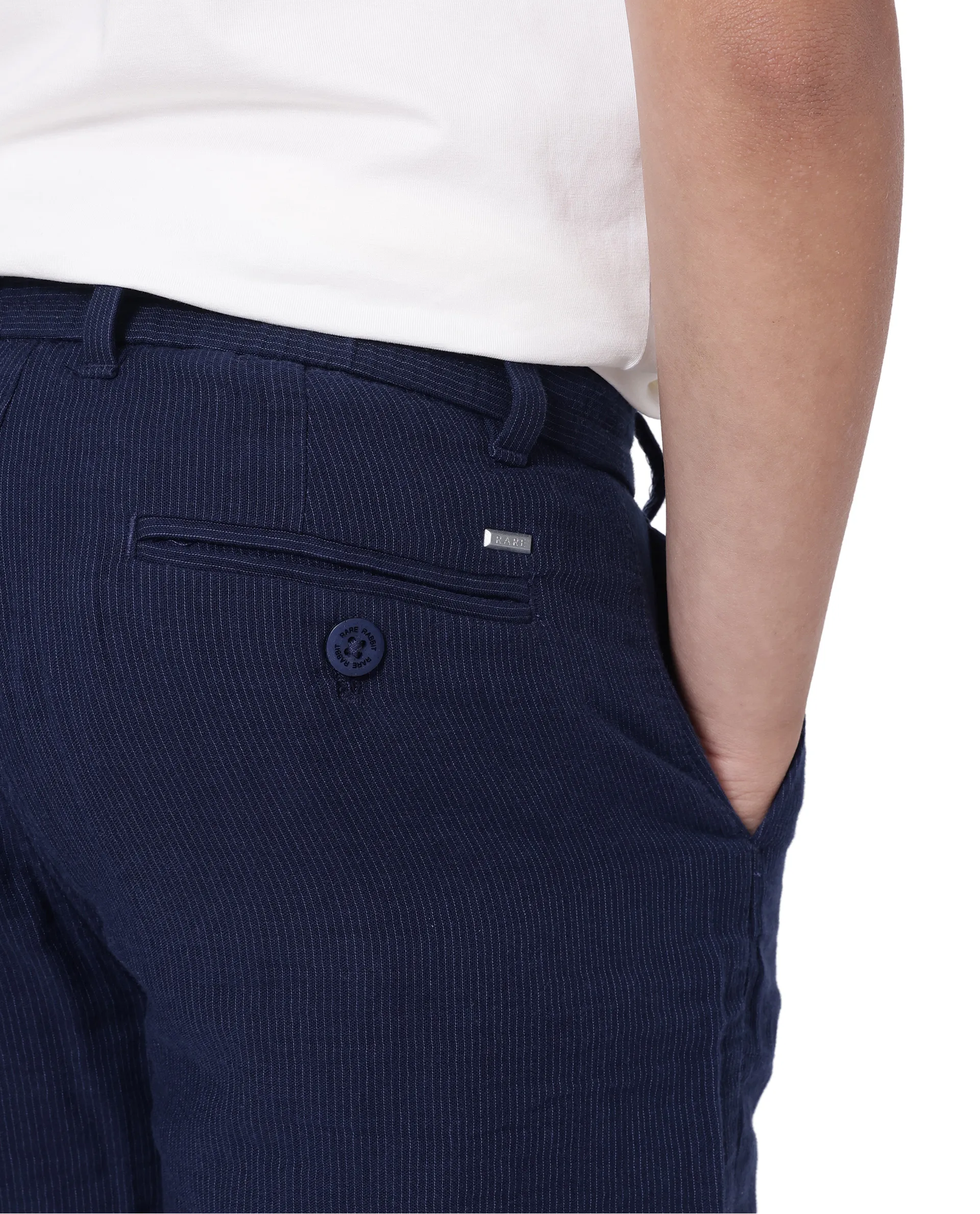 Rare Ones Kids Pinto-K Navy Cotton Solid Drawstring Closure Regular Fit Shorts - Image 5