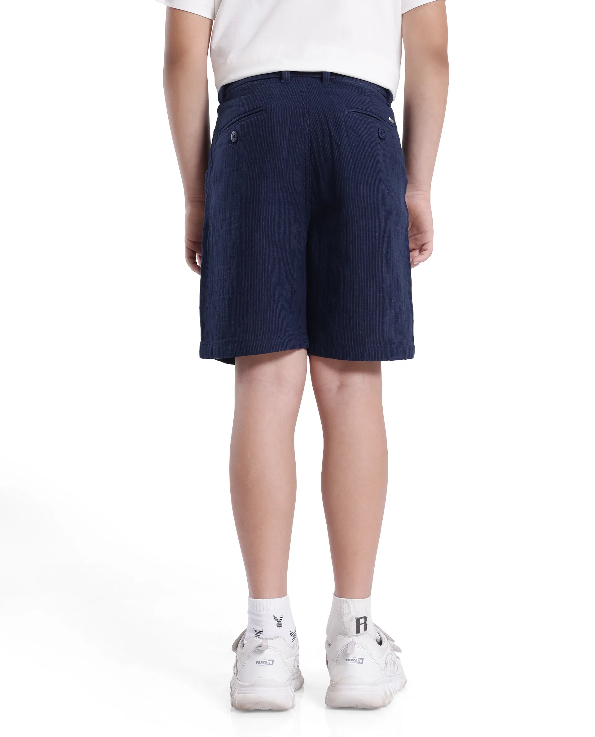 Rare Ones Kids Pinto-K Navy Cotton Solid Drawstring Closure Regular Fit Shorts - Image 8