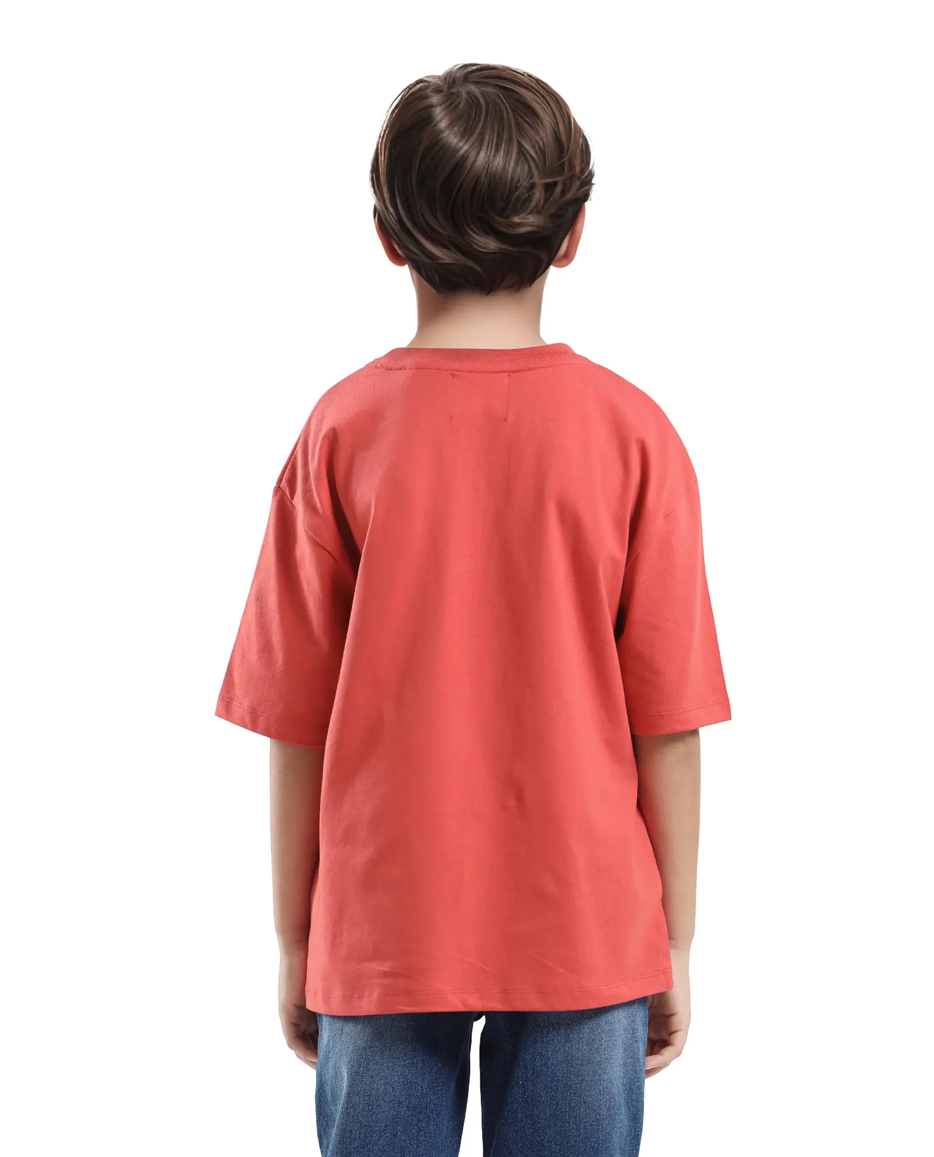Rare Ones Kids Pixa Dusky Red Cotton Graphic Print Slip-On Oversized Fit T-Shirt - Image 6