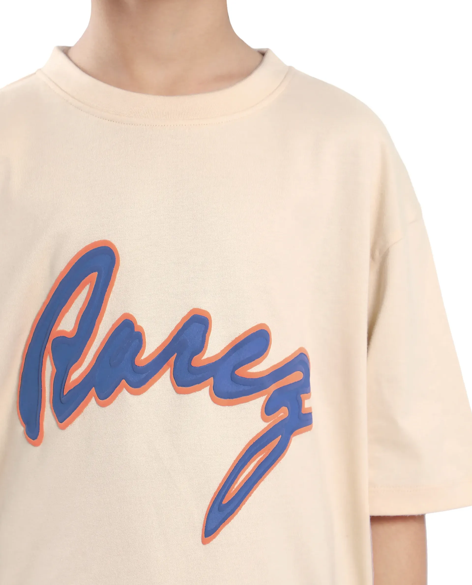 Rare Ones Kids Pixa Light Beige Cotton Graphic Print Slip-On Oversized Fit T-Shirt - Image 3