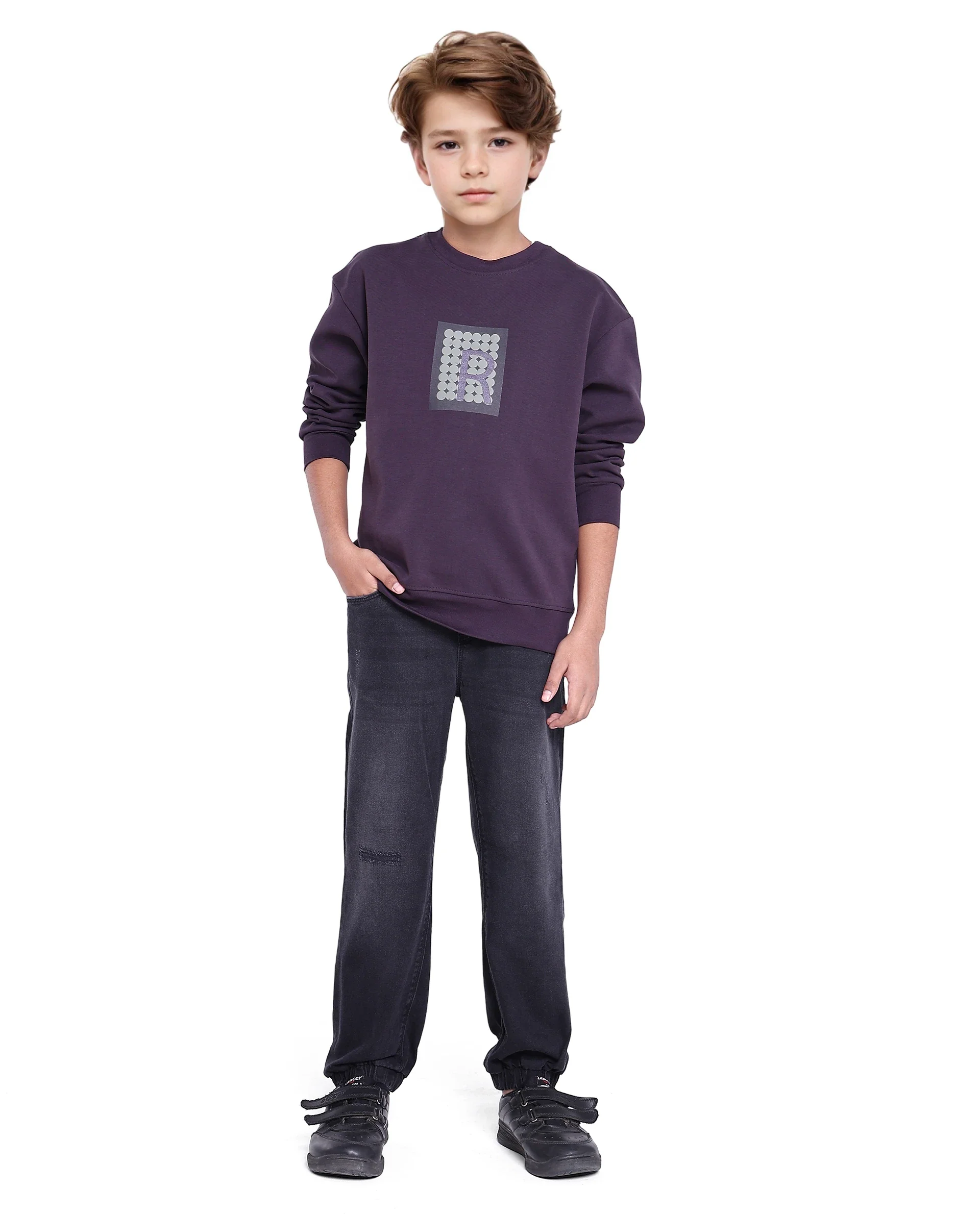 Rare Ones Kids Poks Dark Purple Cotton Full Sleeve Hd Print And Discharge Print Sweatshirt - Image 2