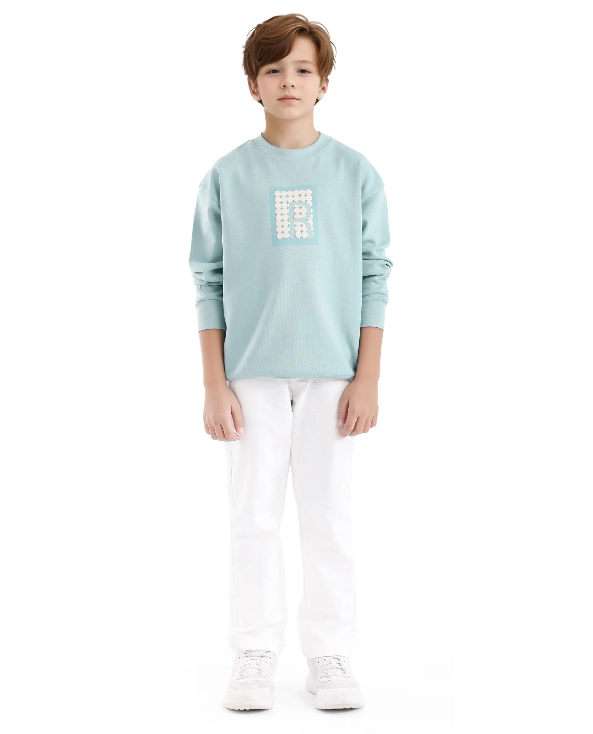 Rare Ones Kids Poks Pastel Turq Cotton Full Sleeve Hd Print And Discharge Print Sweatshirt - Image 2