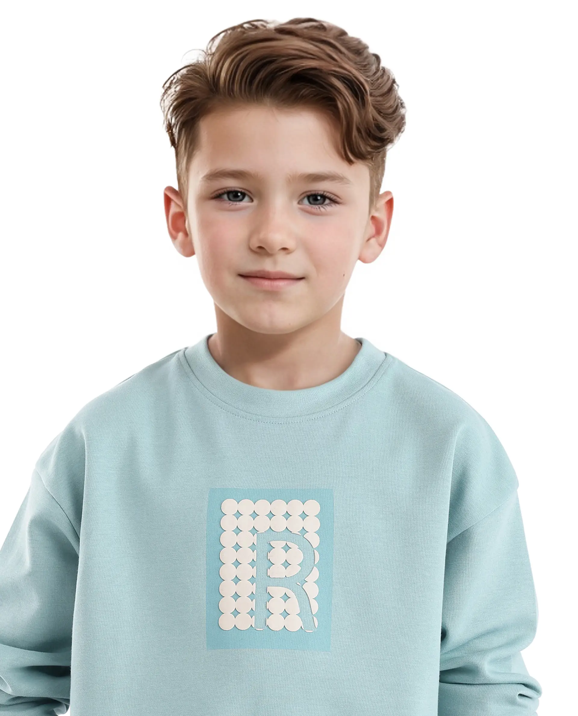 Rare Ones Kids Poks Pastel Turq Cotton Full Sleeve Hd Print And Discharge Print Sweatshirt - Image 3