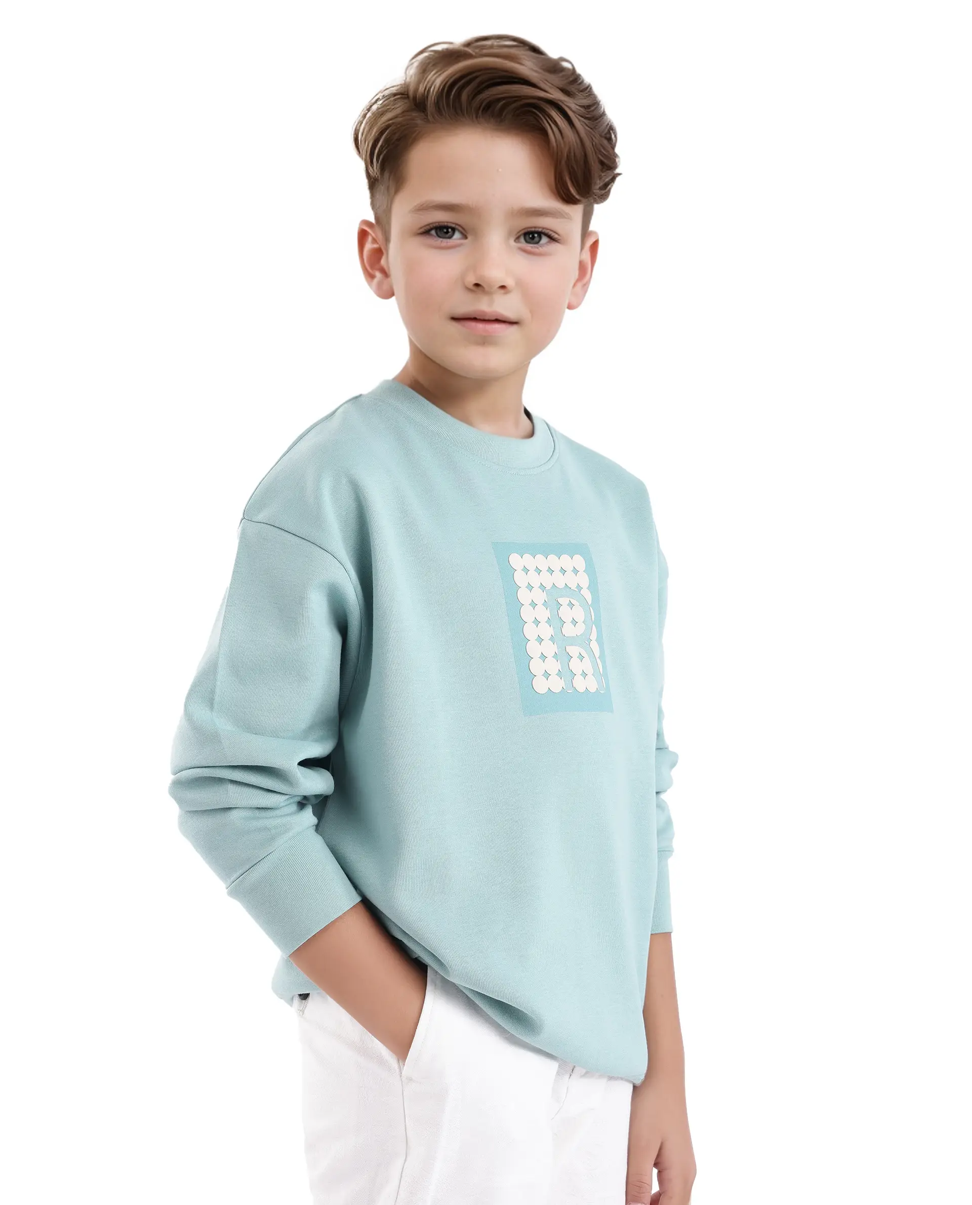 Rare Ones Kids Poks Pastel Turq Cotton Full Sleeve Hd Print And Discharge Print Sweatshirt - Image 5