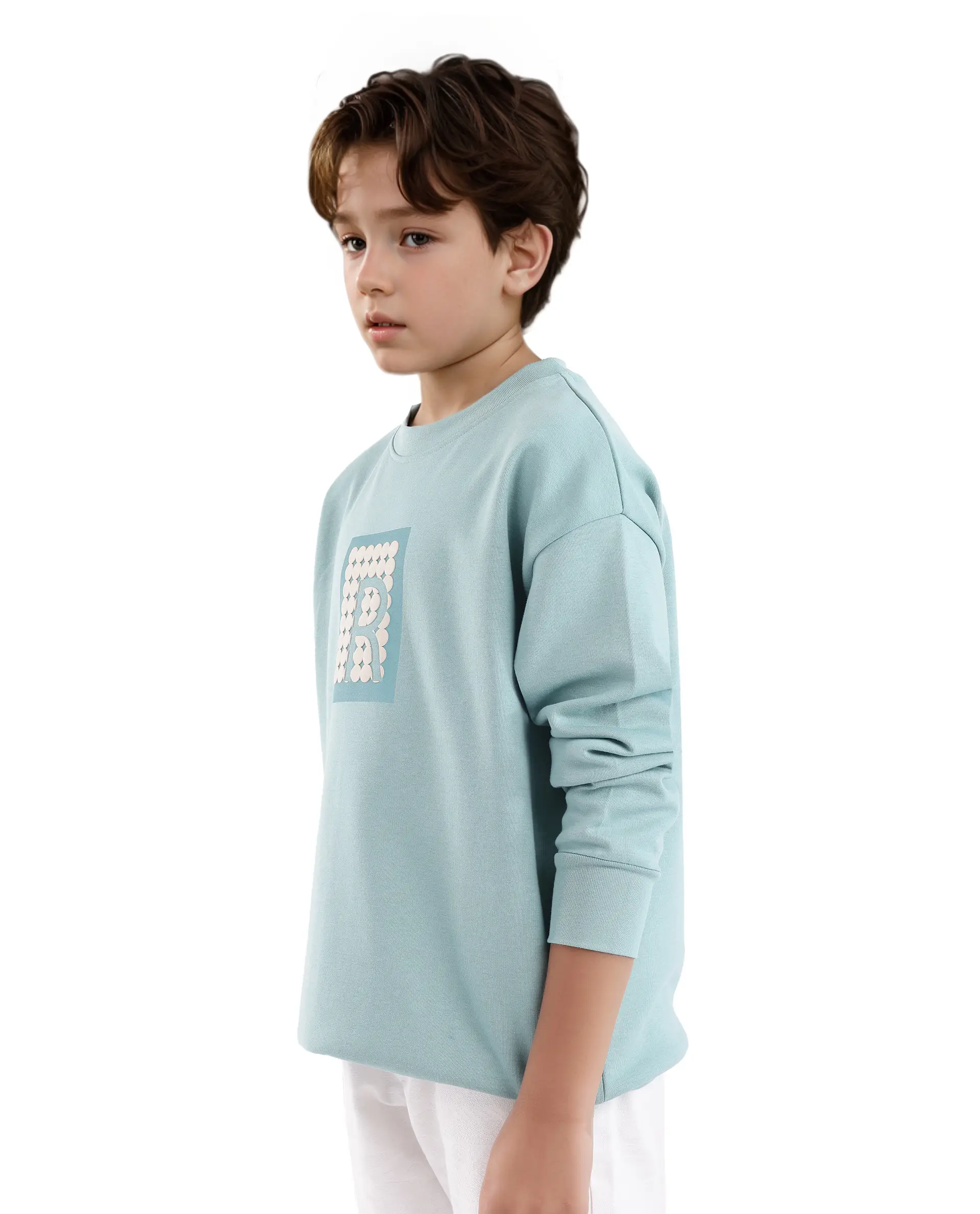 Rare Ones Kids Poks Pastel Turq Cotton Full Sleeve Hd Print And Discharge Print Sweatshirt - Image 6