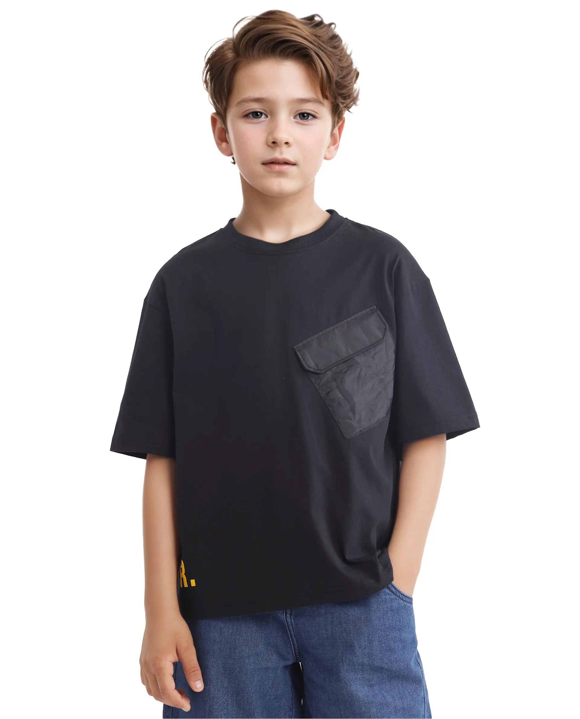 Rare Ones Kids Portz Black Cotton Fabric Graphic Back Print Boxy T-Shirt - Image 2