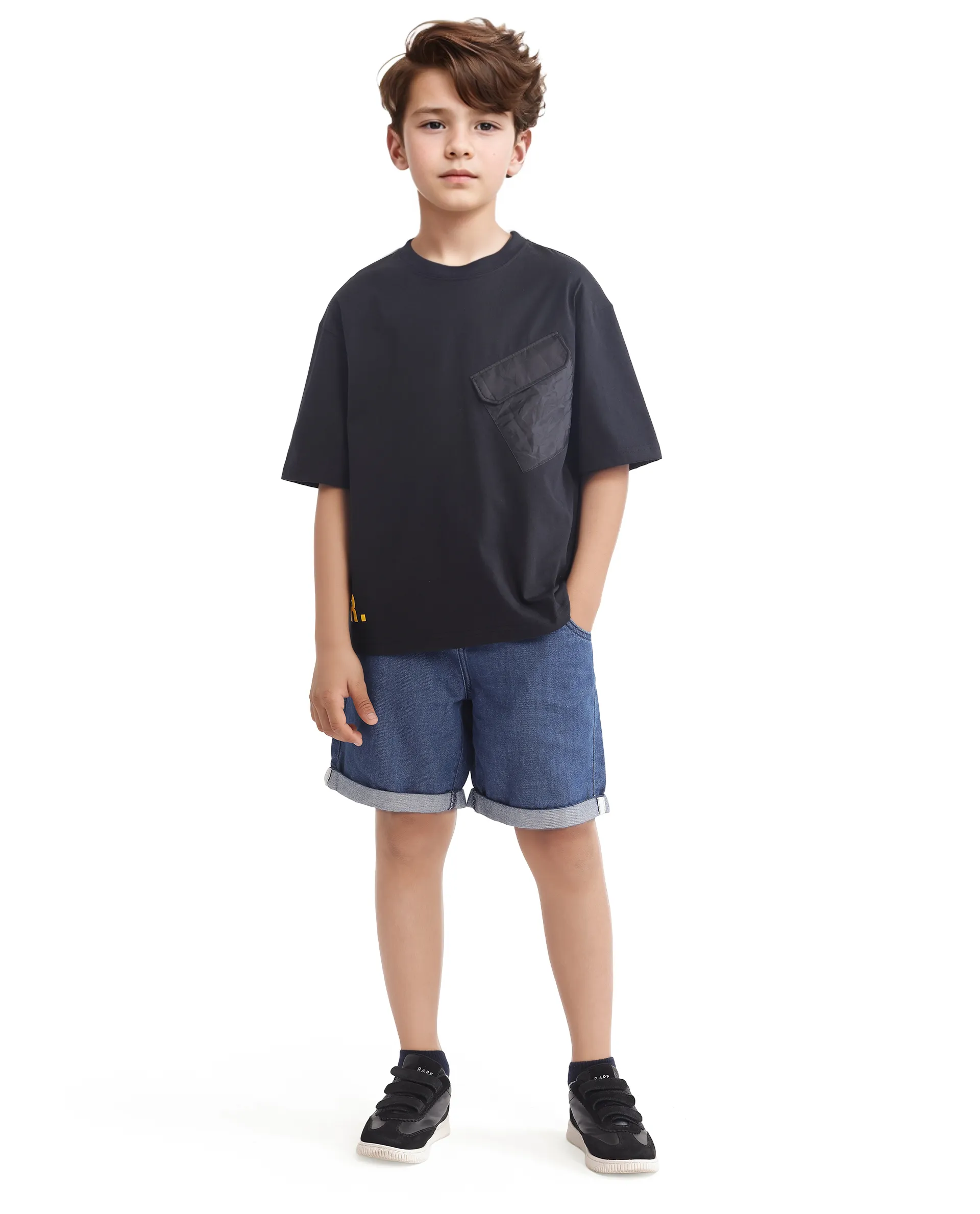 Rare Ones Kids Portz Black Cotton Fabric Graphic Back Print Boxy T-Shirt - Image 3