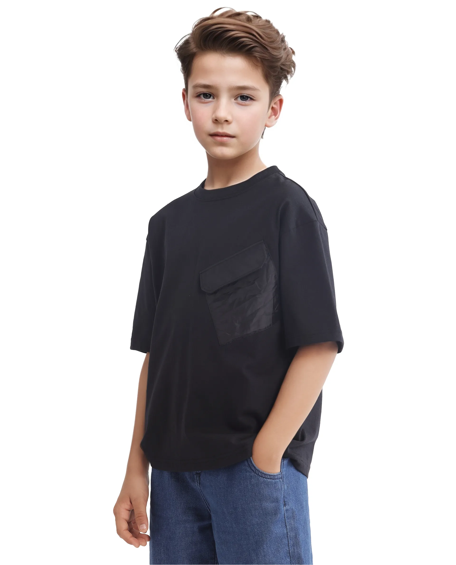 Rare Ones Kids Portz Black Cotton Fabric Graphic Back Print Boxy T-Shirt - Image 7