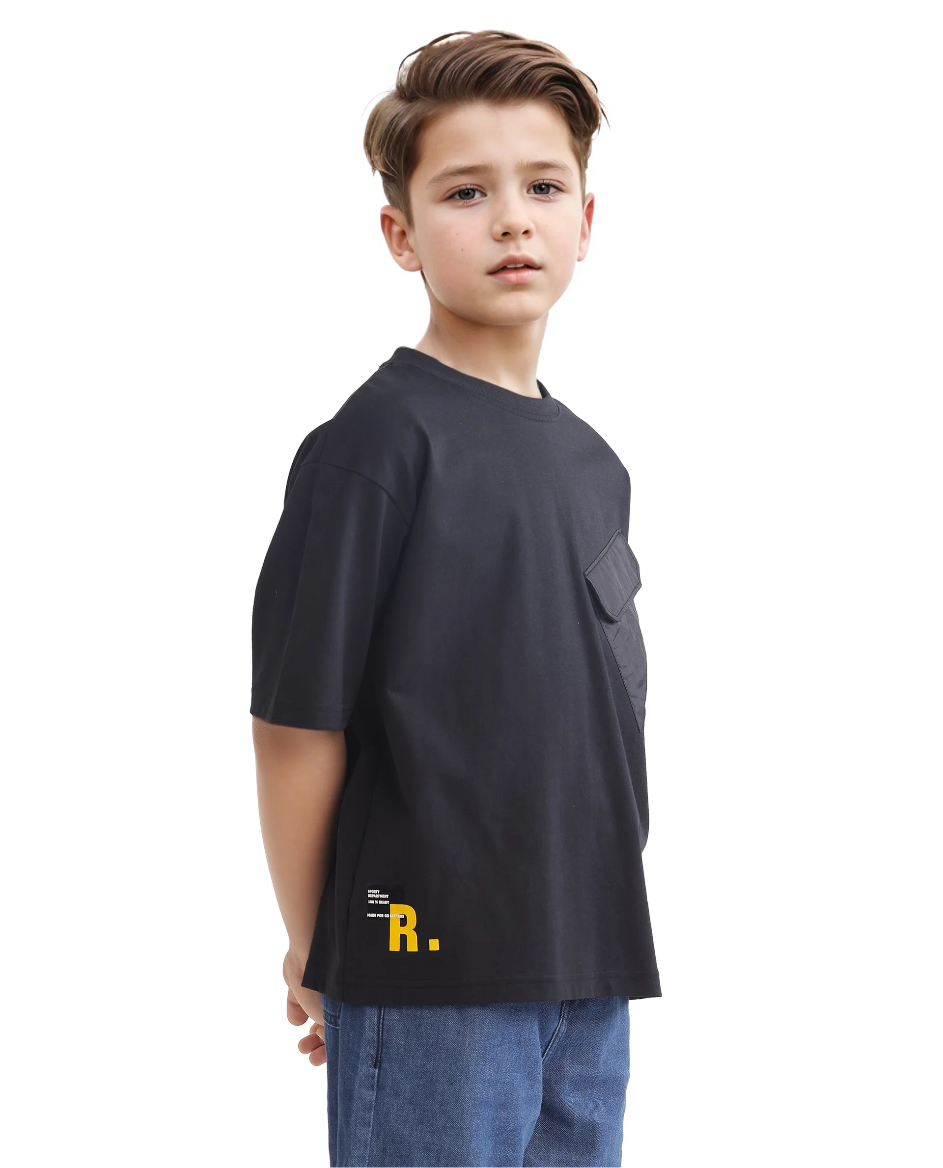 Rare Ones Kids Portz Black Cotton Fabric Graphic Back Print Boxy T-Shirt - Image 8