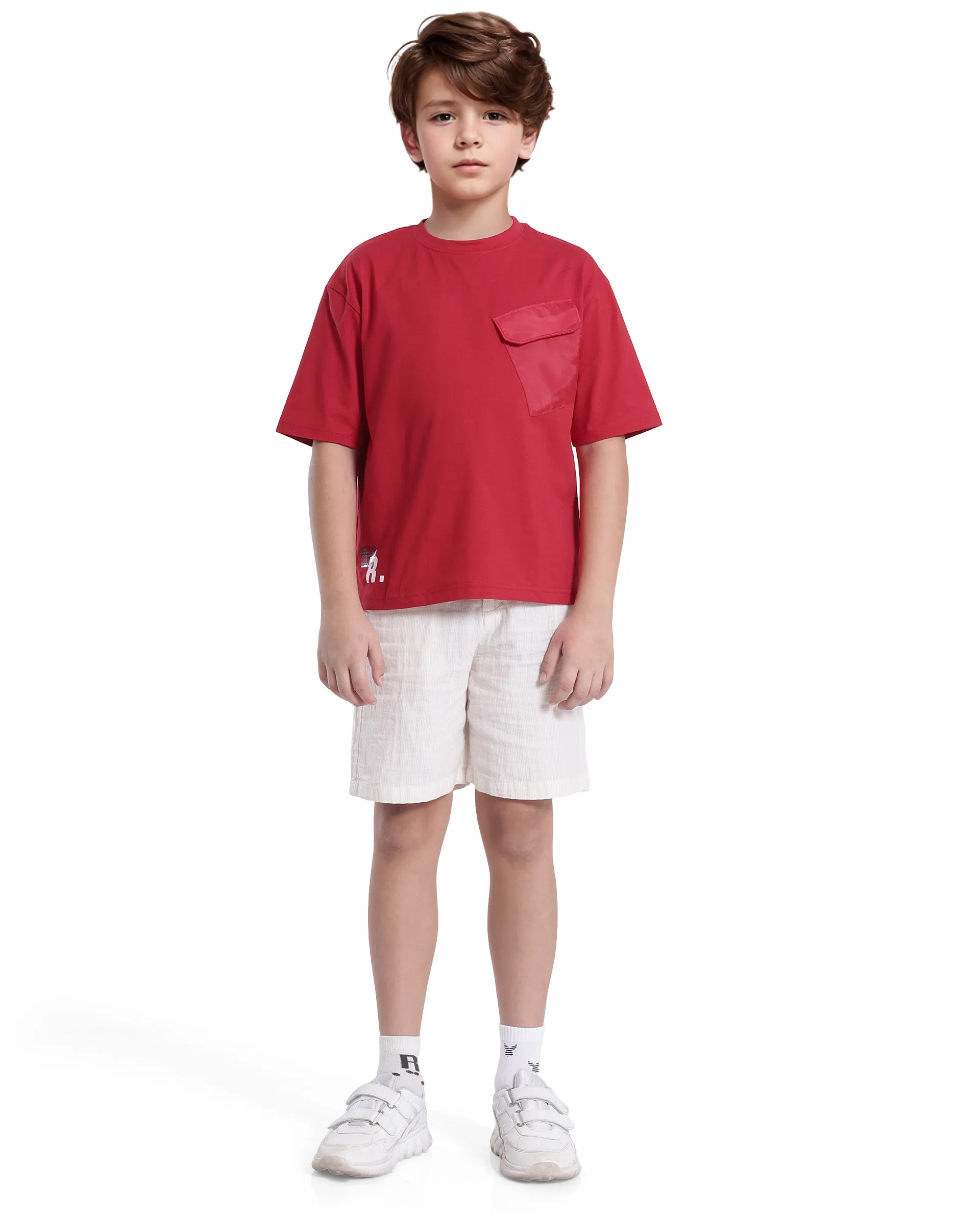 Rare Ones Kids Portz Light Red Cotton Short Sleeve Crew Neck Boxy Fit Printed T-Shirt - Image 3