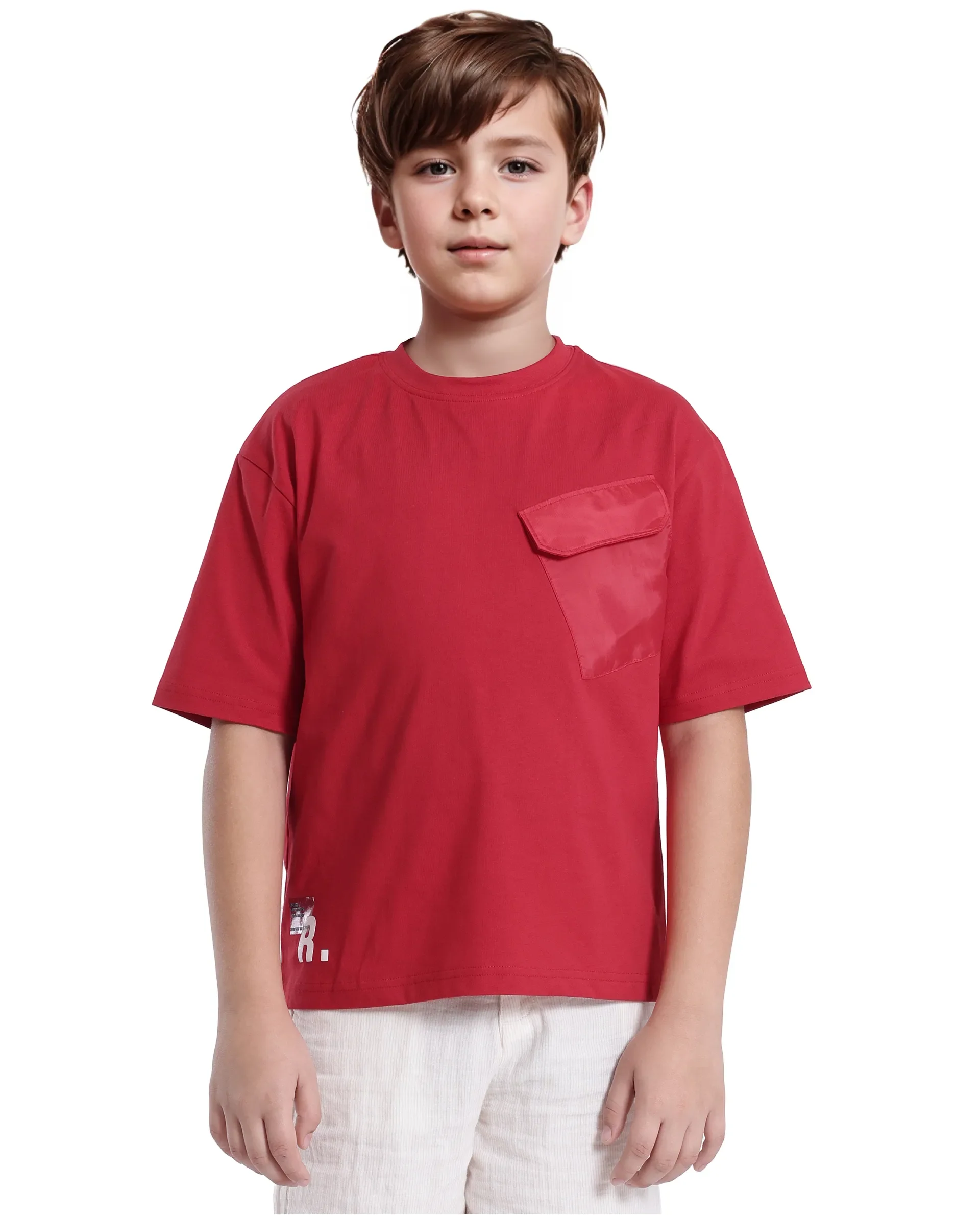Rare Ones Kids Portz Light Red Cotton Short Sleeve Crew Neck Boxy Fit Printed T-Shirt - Image 4