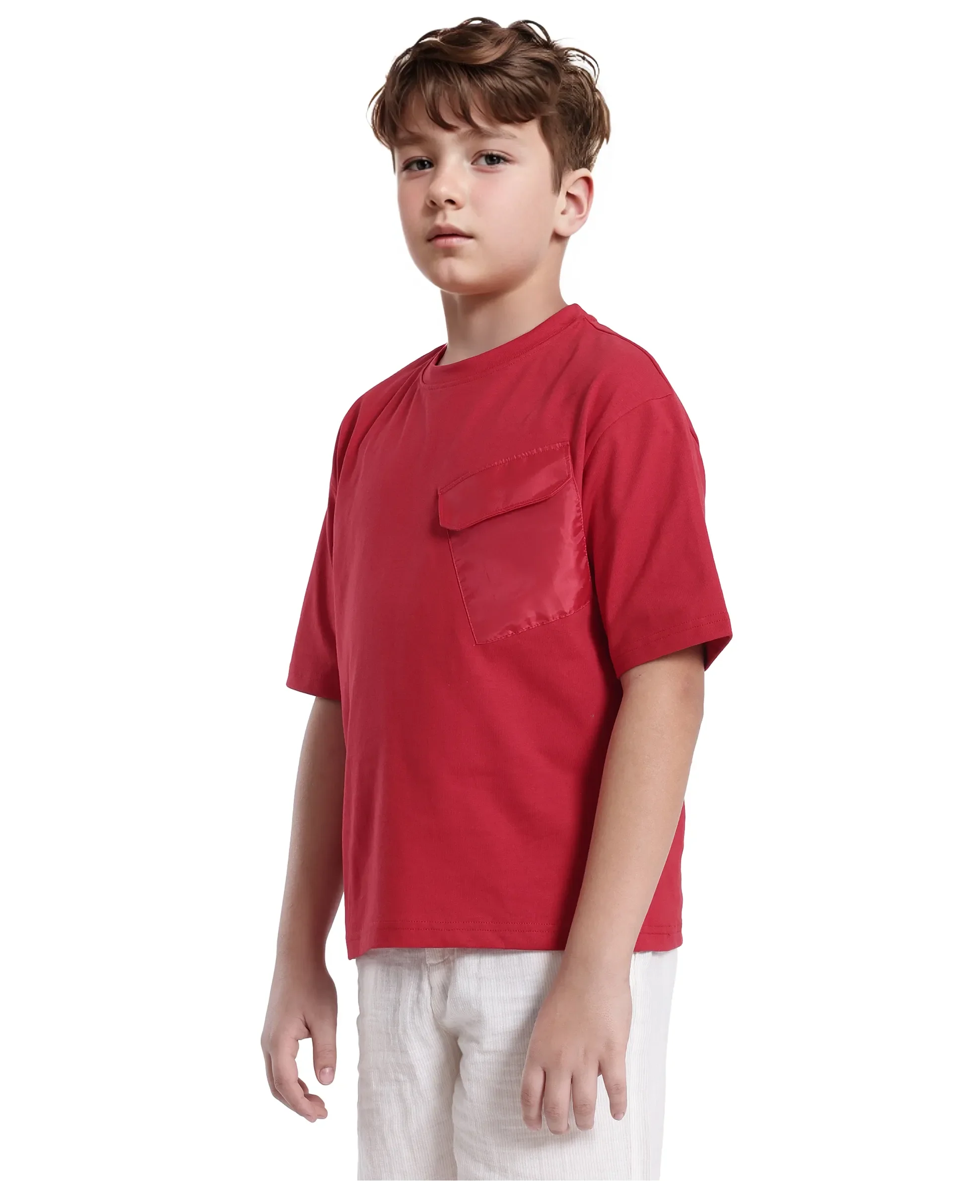 Rare Ones Kids Portz Light Red Cotton Short Sleeve Crew Neck Boxy Fit Printed T-Shirt - Image 7