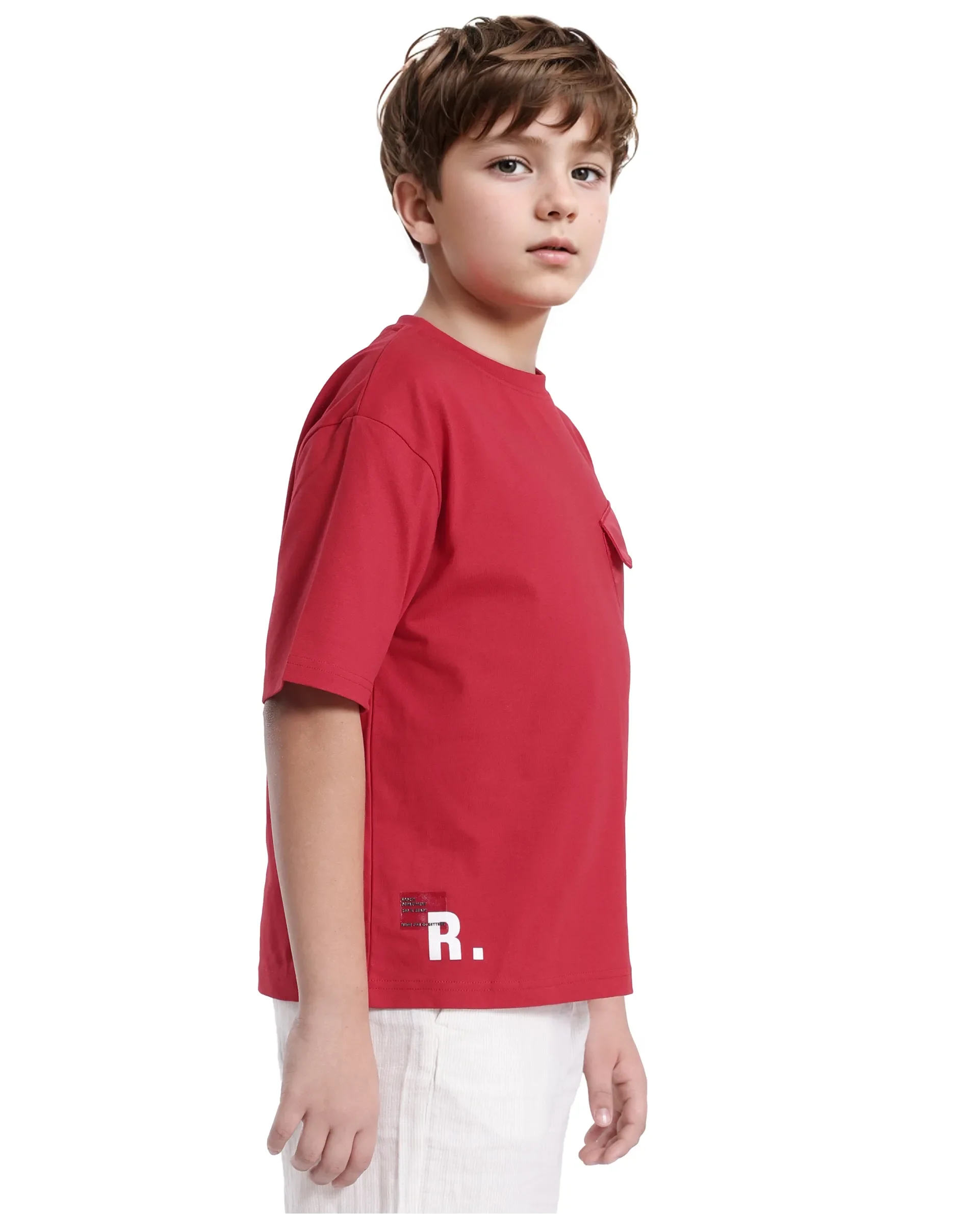 Rare Ones Kids Portz Light Red Cotton Short Sleeve Crew Neck Boxy Fit Printed T-Shirt - Image 8