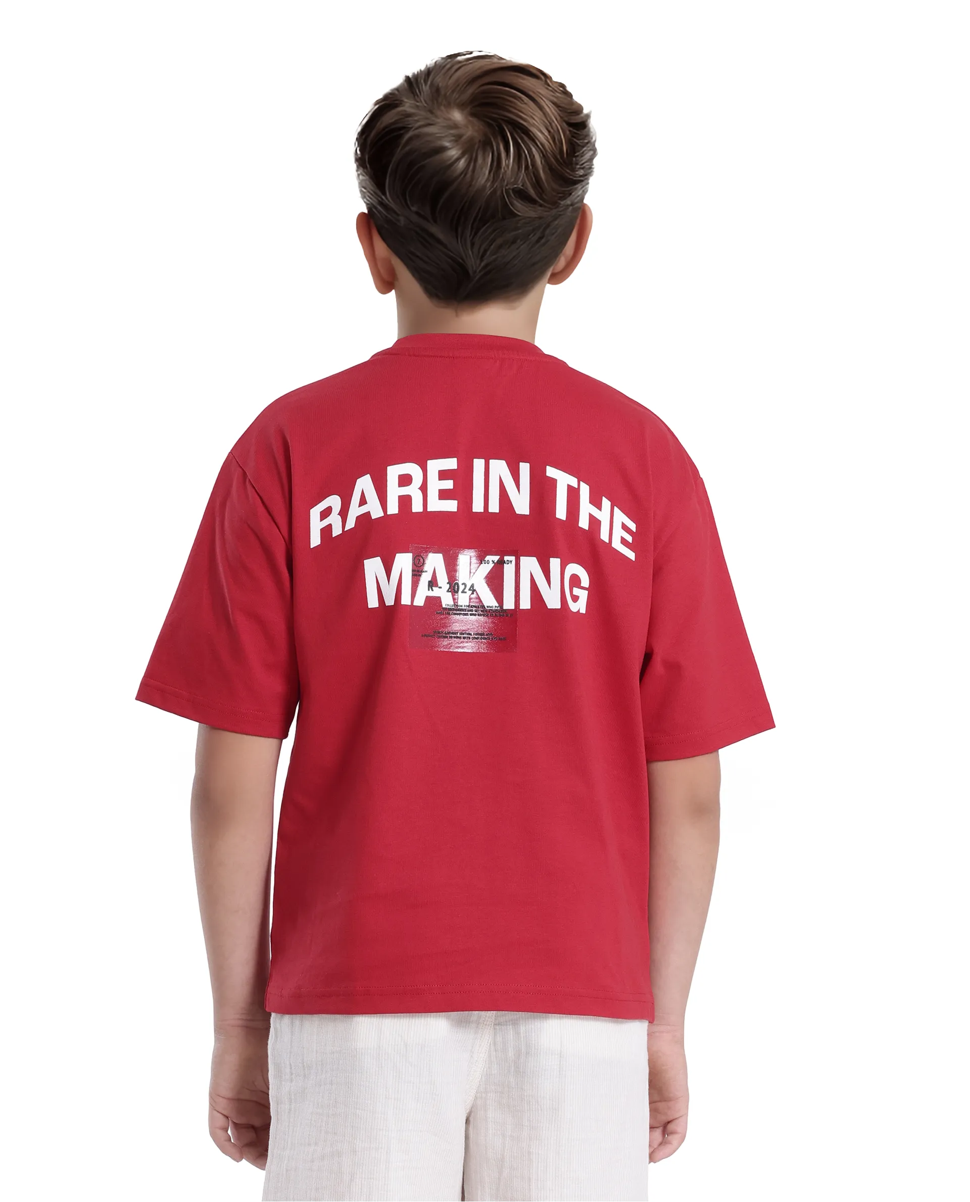 Rare Ones Kids Portz Light Red Cotton Short Sleeve Crew Neck Boxy Fit Printed T-Shirt - Image 9