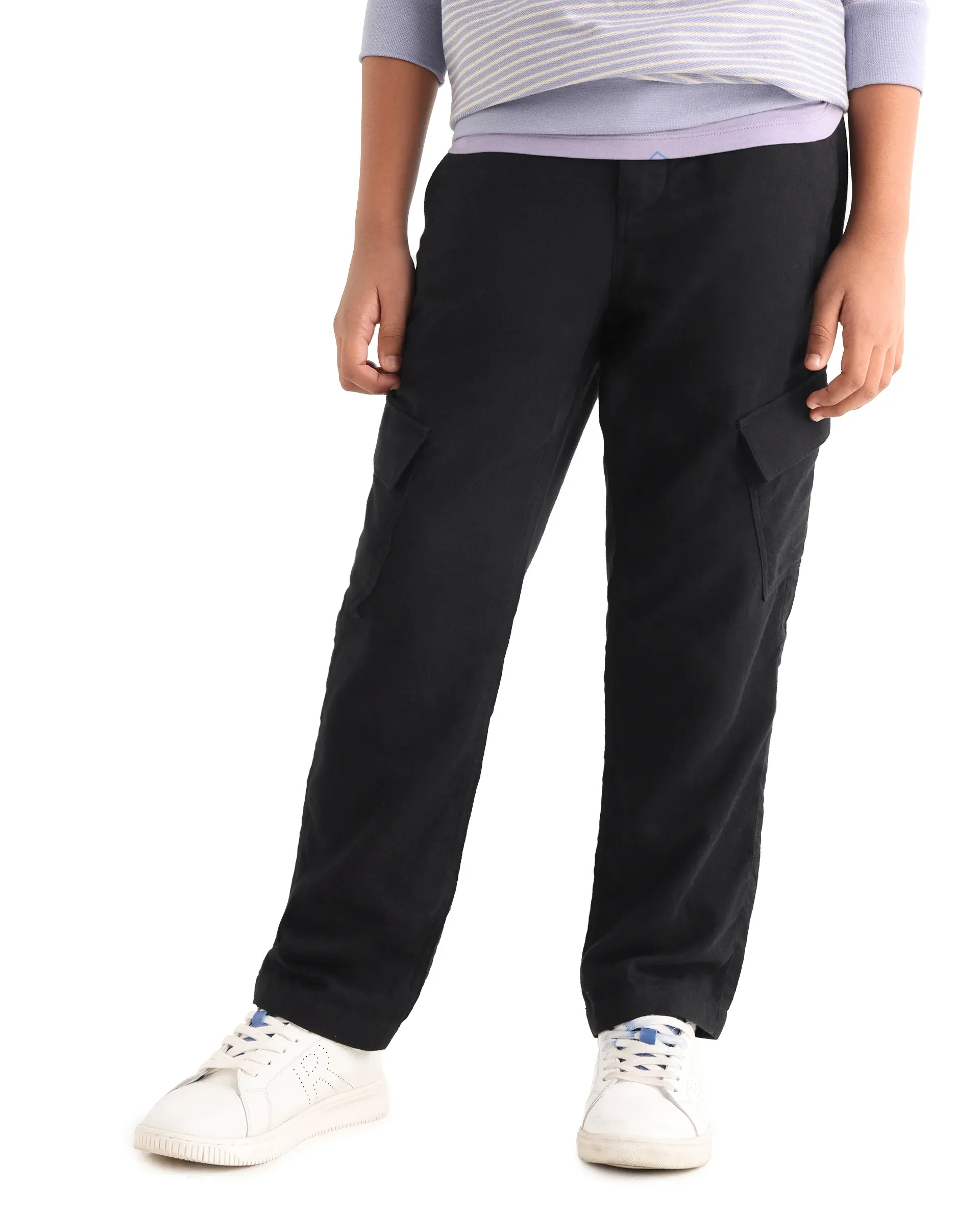 Rare Ones Kids Presso-K Black Cotton Button & Zip Closure Regular Fit Casual Trouser - Image 4