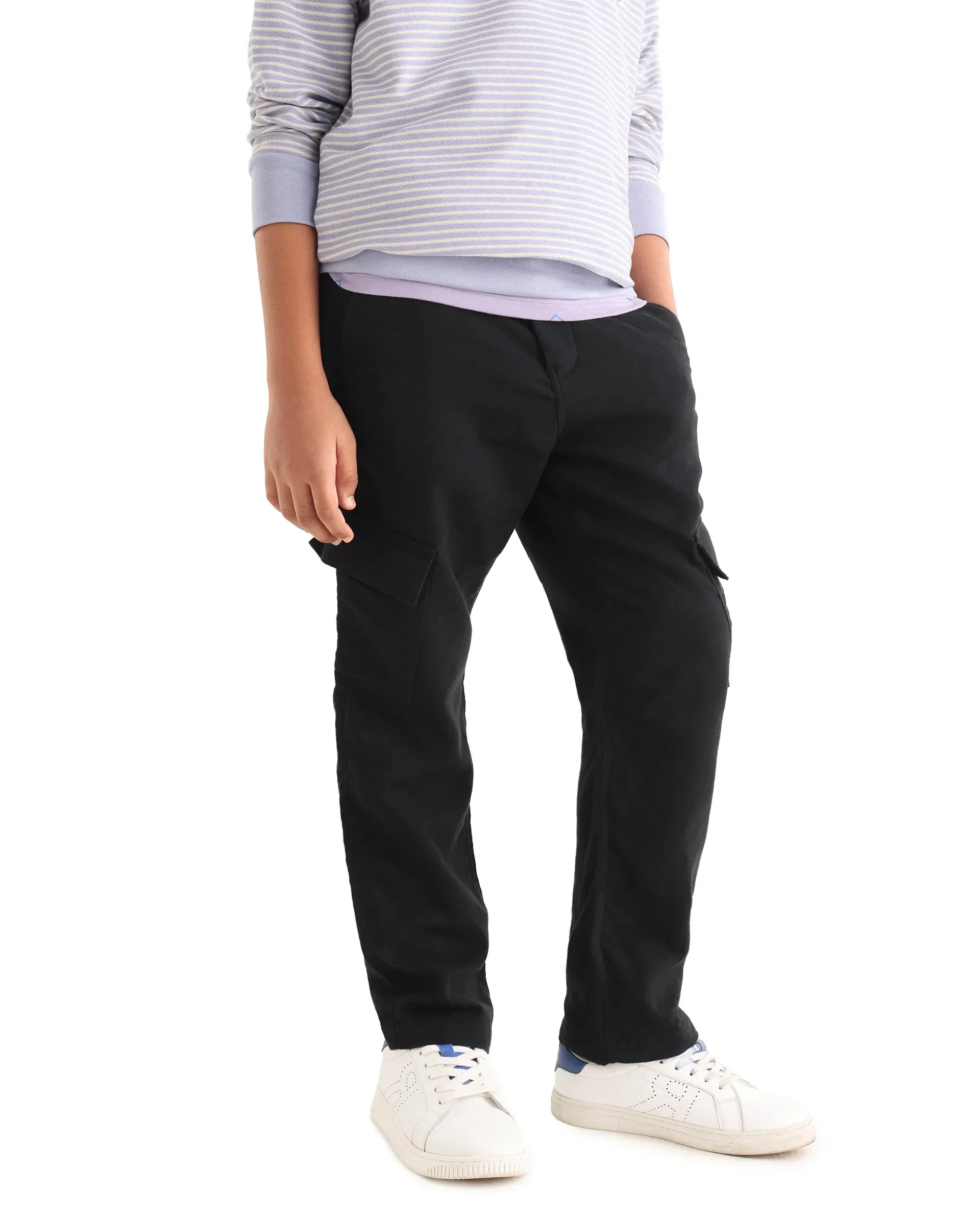 Rare Ones Kids Presso-K Black Cotton Button & Zip Closure Regular Fit Casual Trouser - Image 6