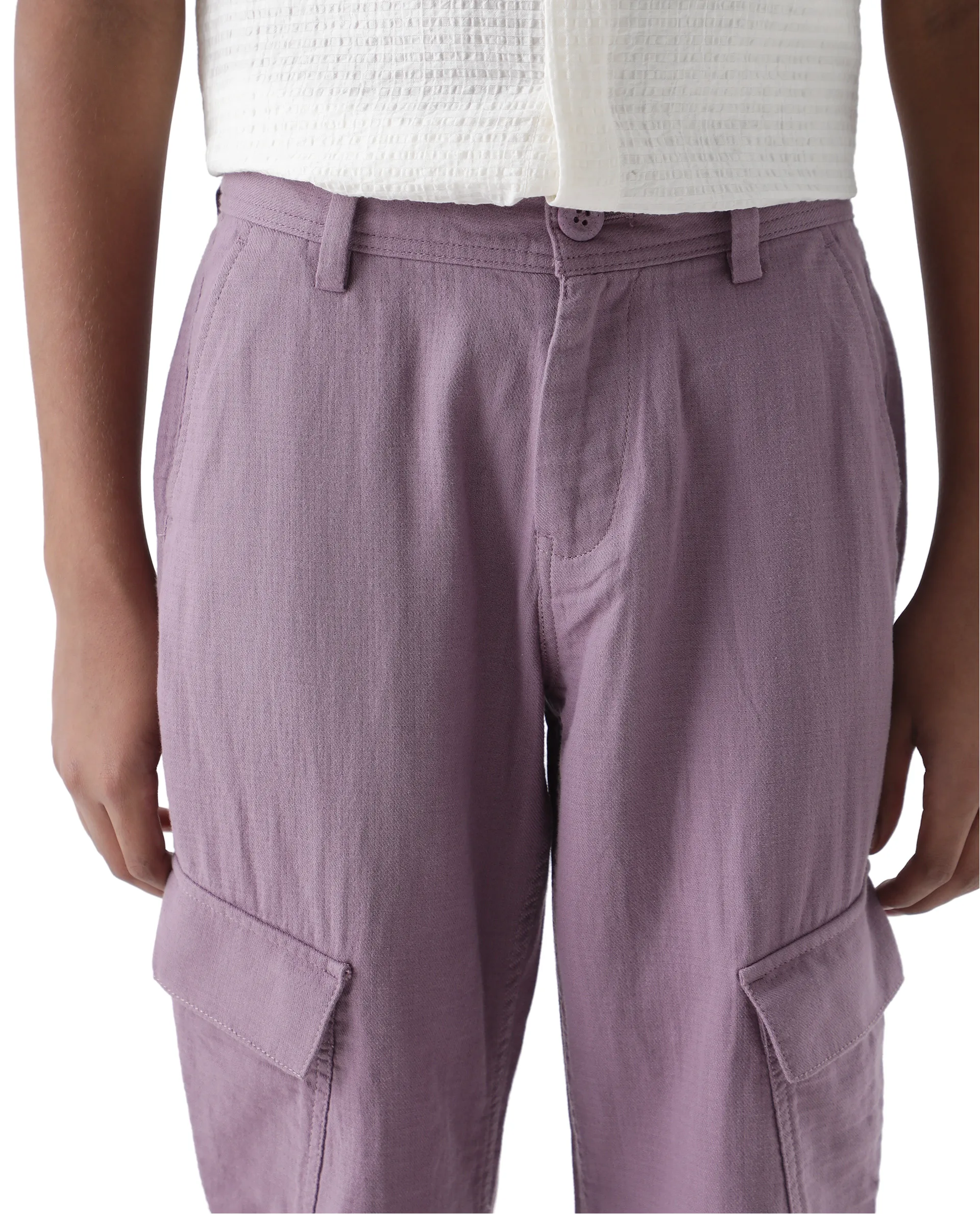 Rare Ones Kids Presso-K Dusky Pink Cotton Button & Zip Closure Regular Fit Casual Trouser - Image 3