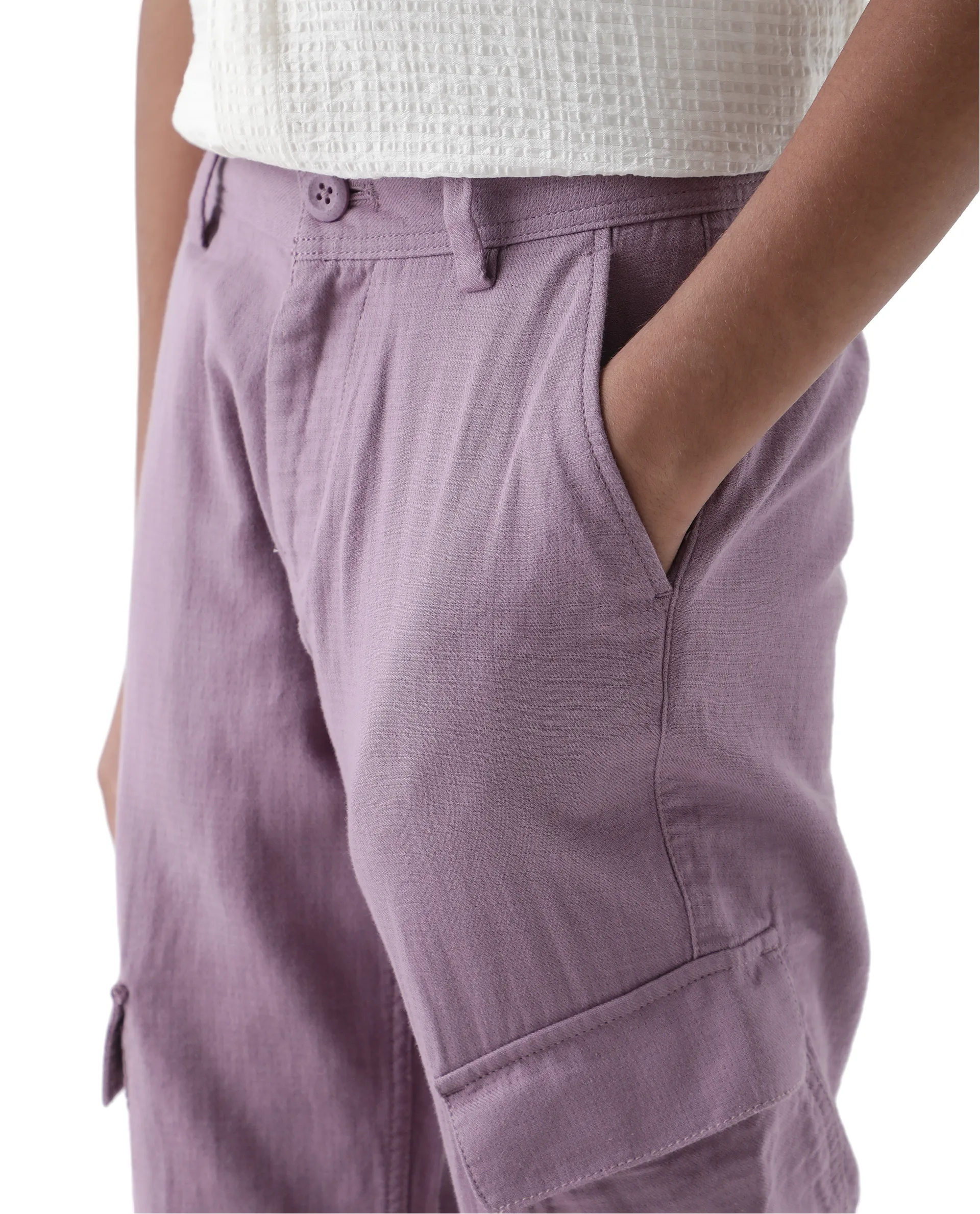 Rare Ones Kids Presso-K Dusky Pink Cotton Button & Zip Closure Regular Fit Casual Trouser - Image 4