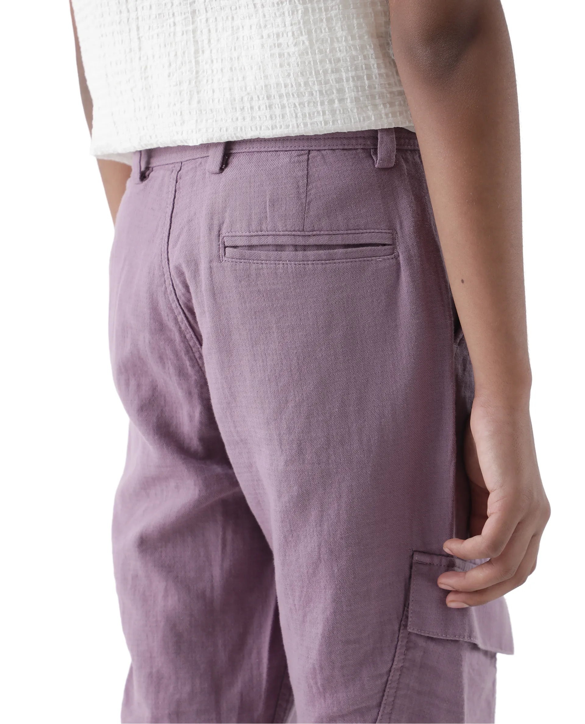 Rare Ones Kids Presso-K Dusky Pink Cotton Button & Zip Closure Regular Fit Casual Trouser - Image 5