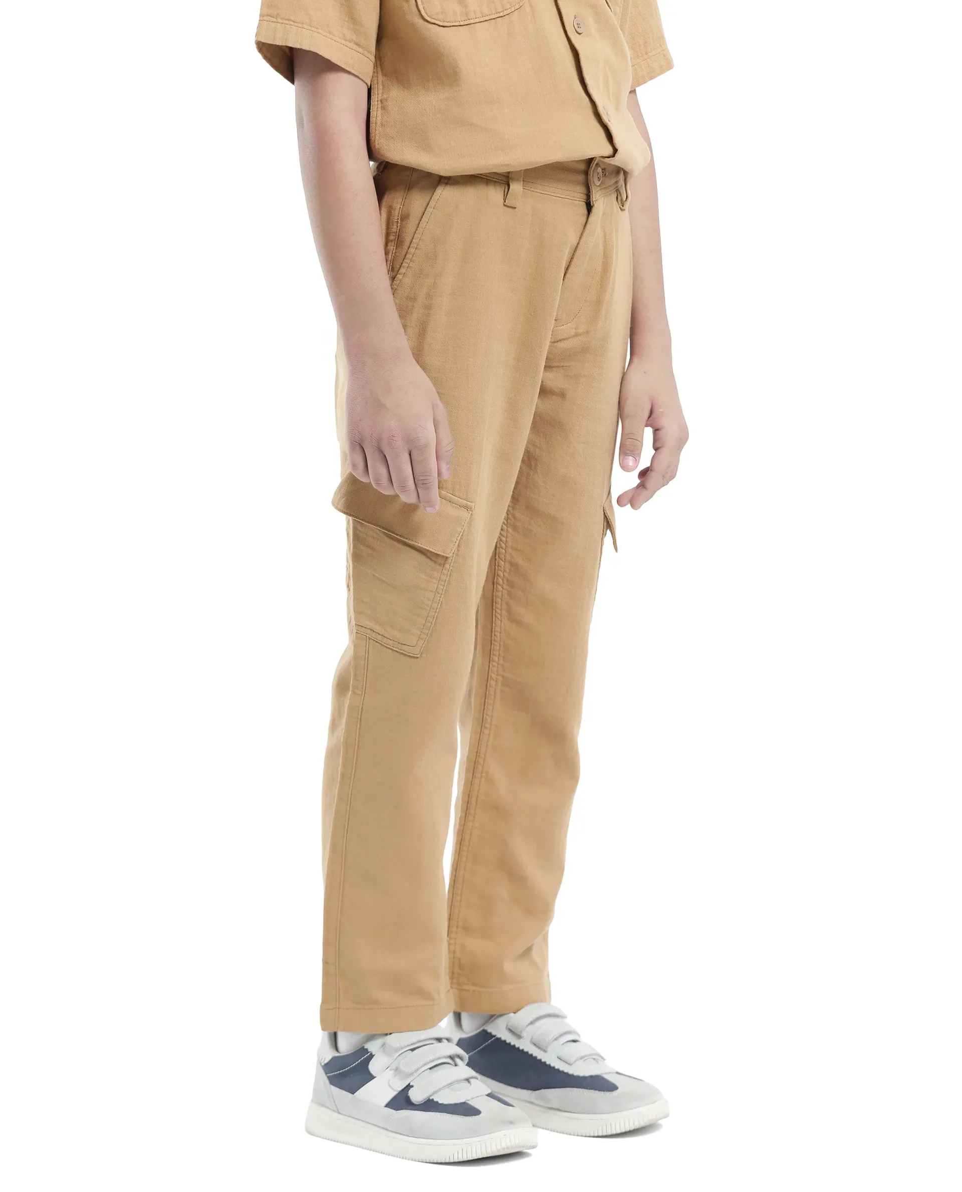 Rare Ones Kids Presso-K Tan Cotton Button & Zip Closure Regular Fit Casual Trouser - Image 6