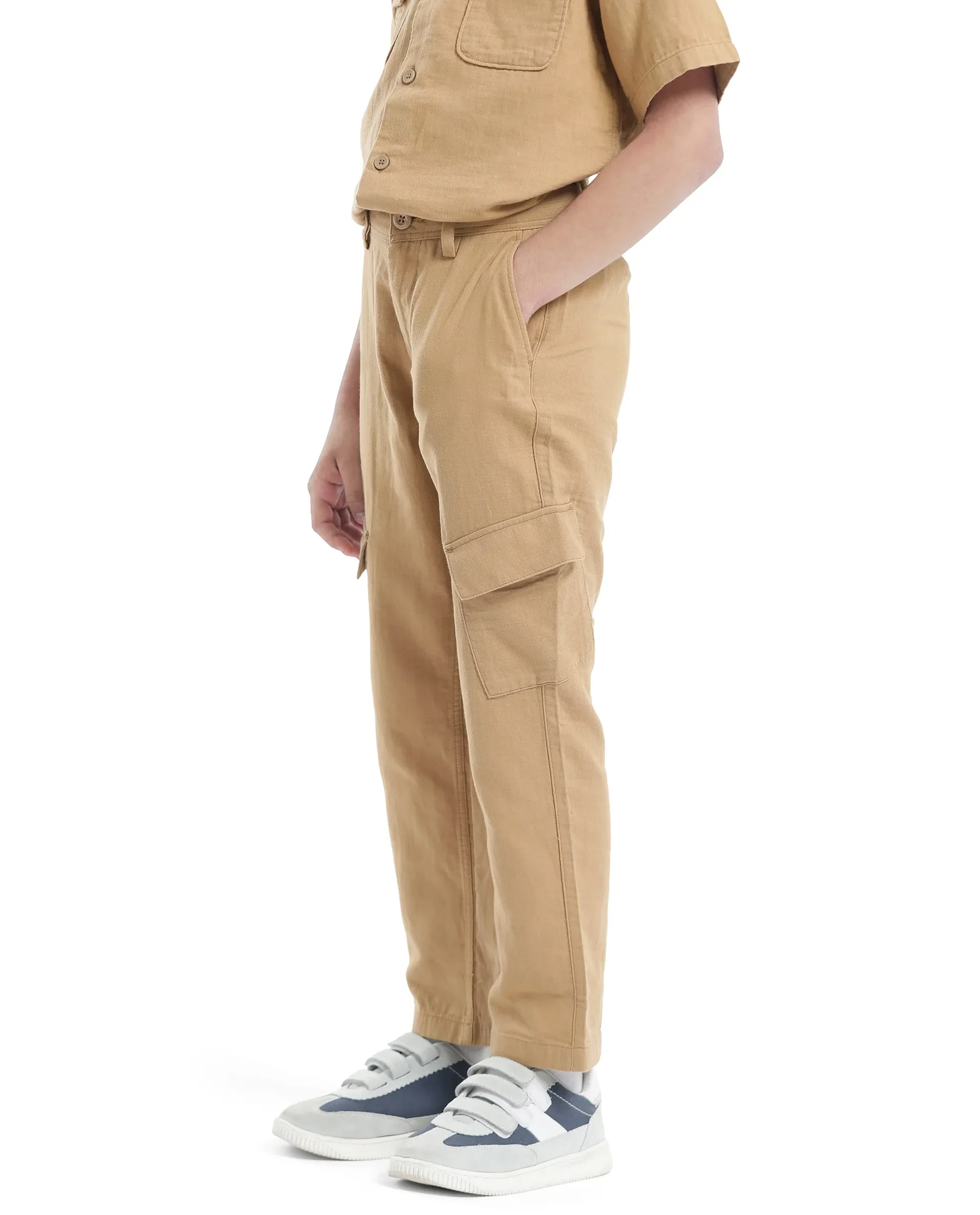 Rare Ones Kids Presso-K Tan Cotton Button & Zip Closure Regular Fit Casual Trouser - Image 7