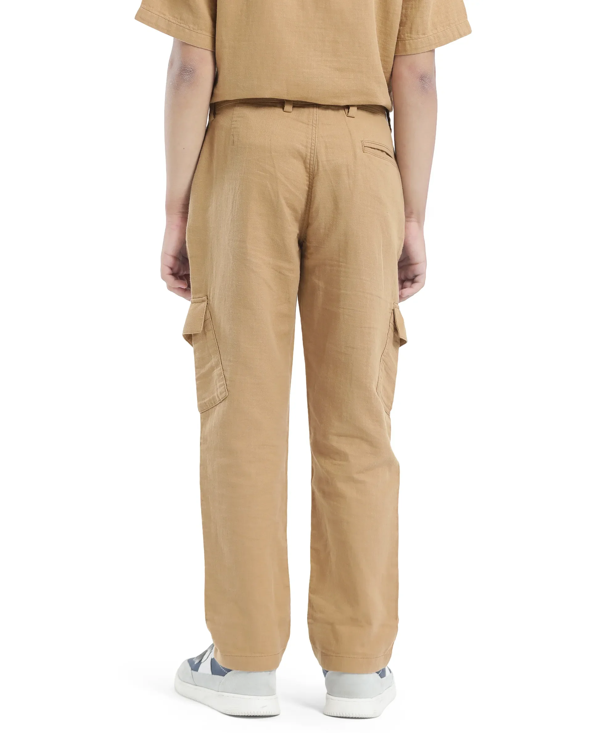 Rare Ones Kids Presso-K Tan Cotton Button & Zip Closure Regular Fit Casual Trouser - Image 8