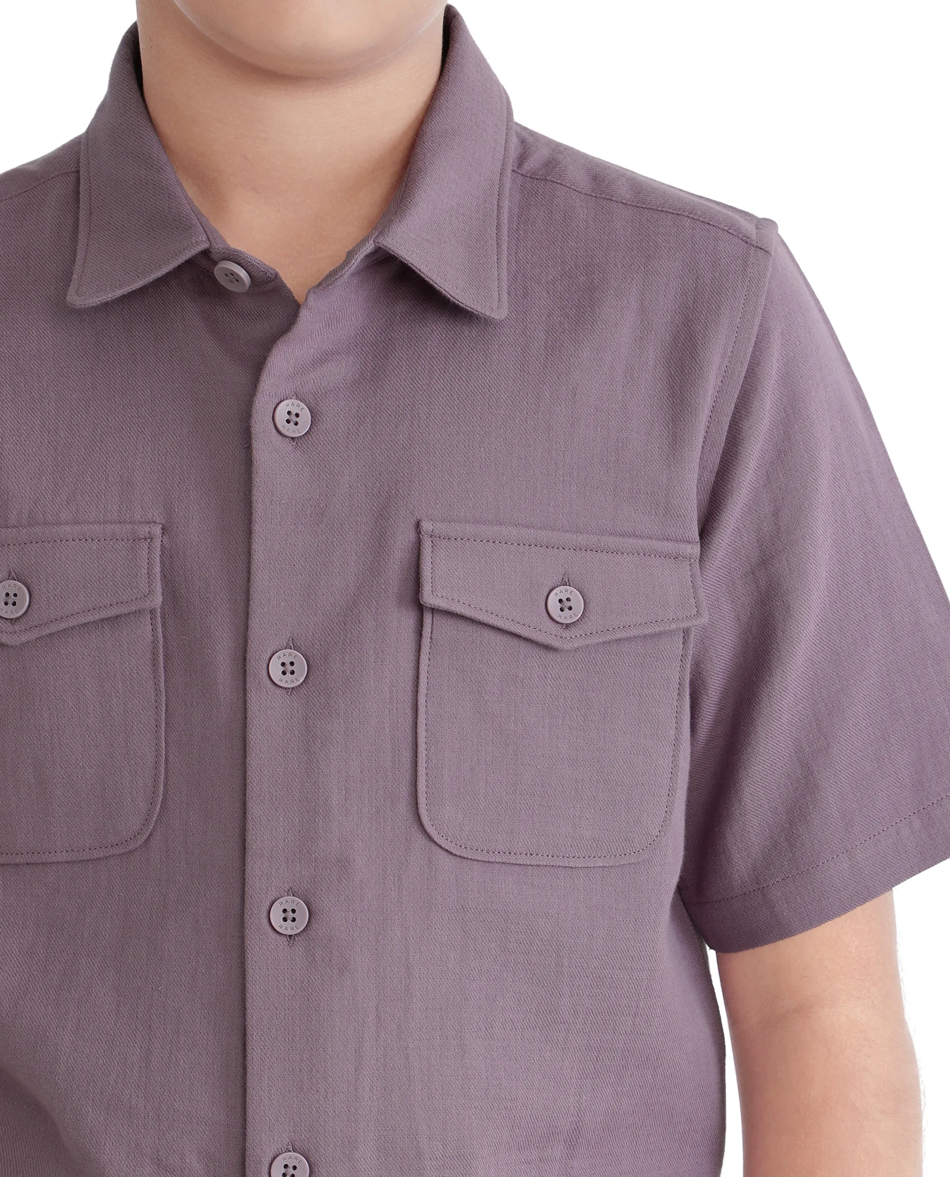 Rare Ones Kids Prest-K Dusky Pink Cotton Short Sleeve Plain Regular Shirt - Image 3