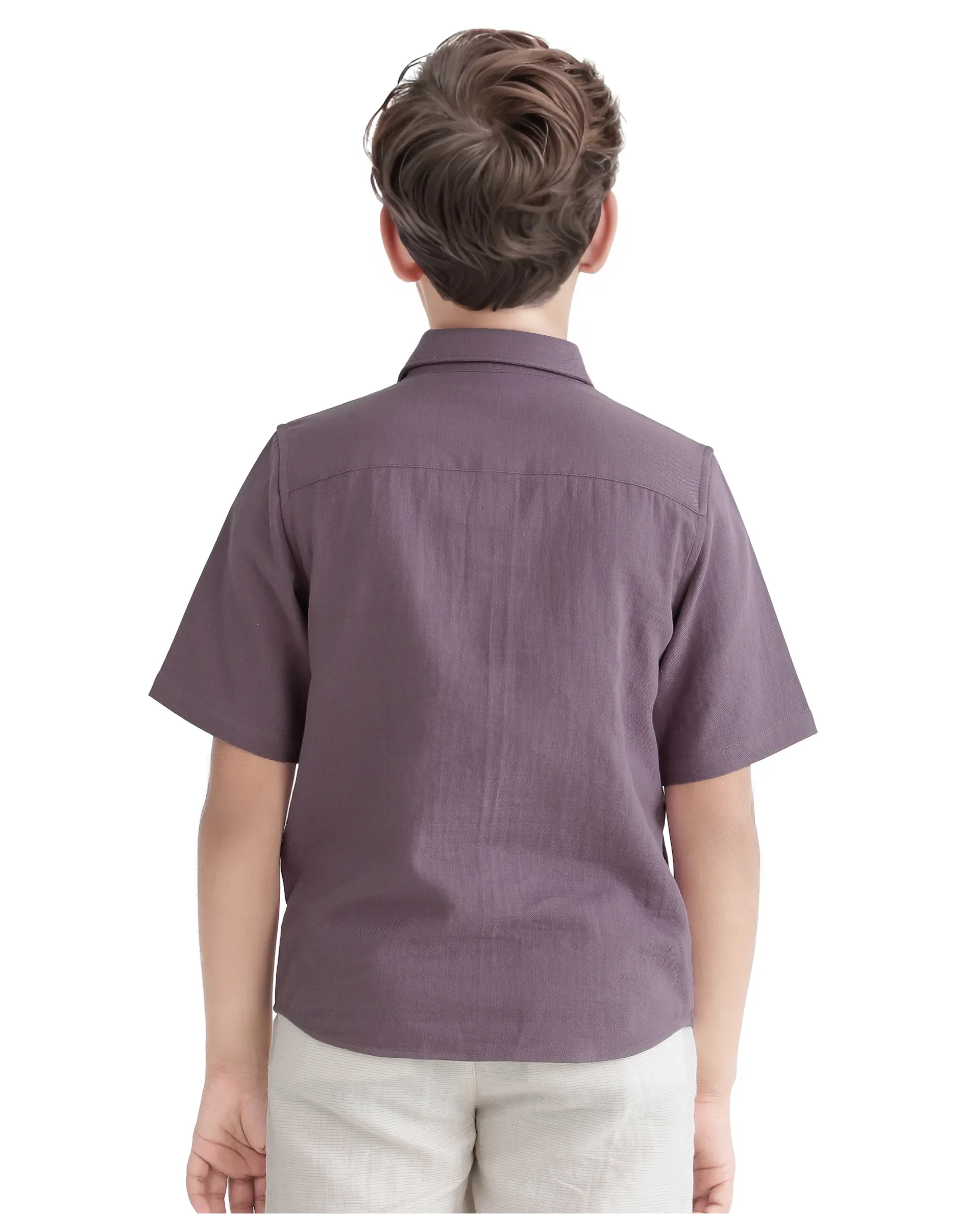 Rare Ones Kids Prest-K Dusky Pink Cotton Short Sleeve Plain Regular Shirt - Image 7