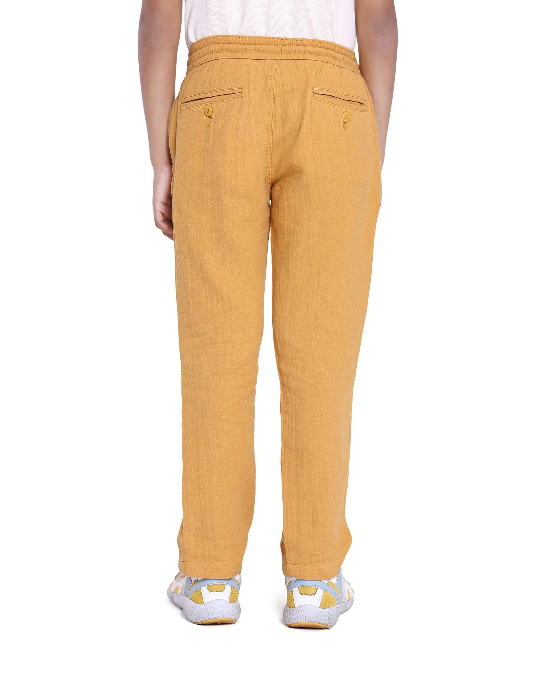Rare Ones Kids Prest Mustard Regular Fit Solid Trouser - Image 6