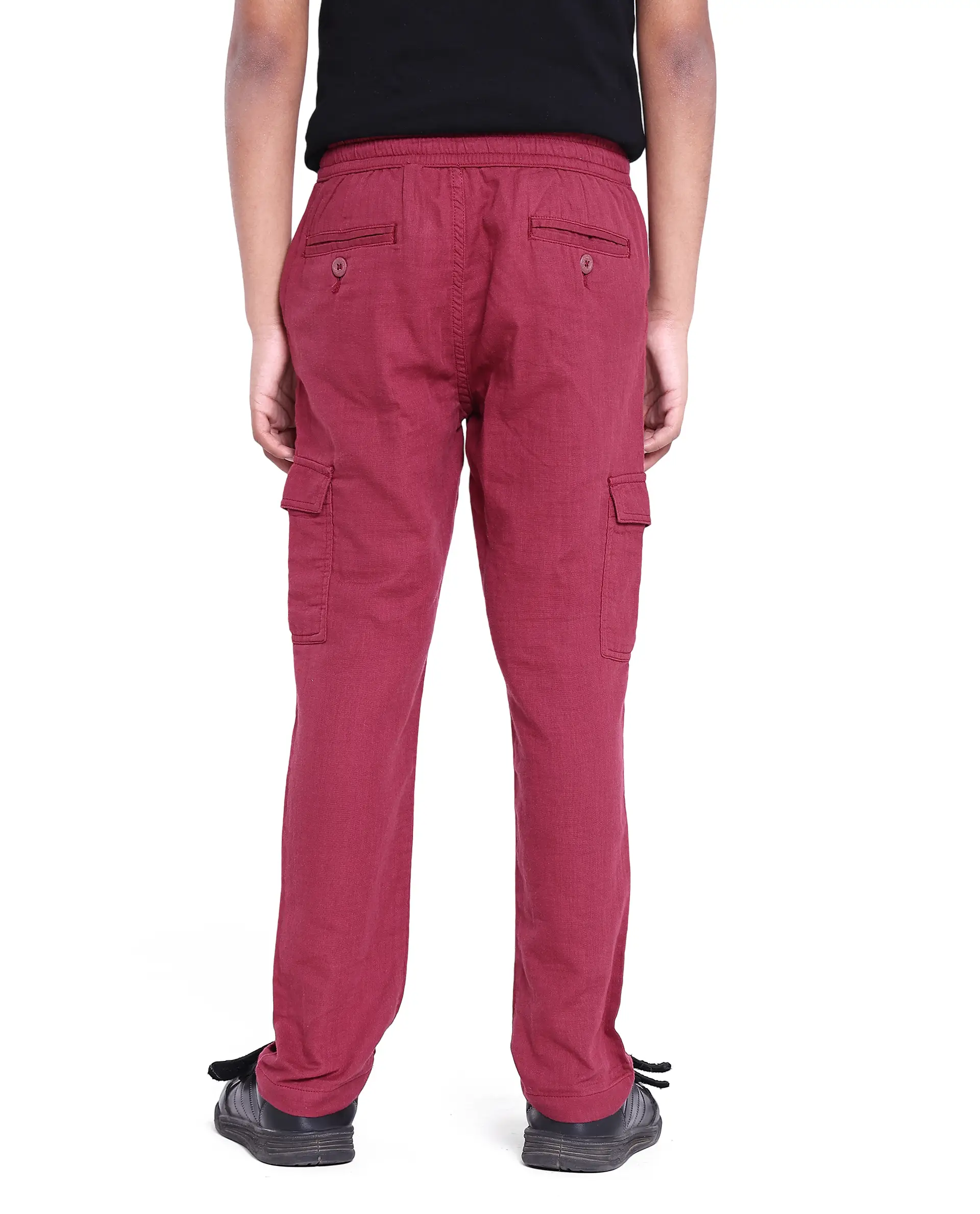 Rare Ones Kids Presti Maroon Cotton Solid Cargo - Image 7