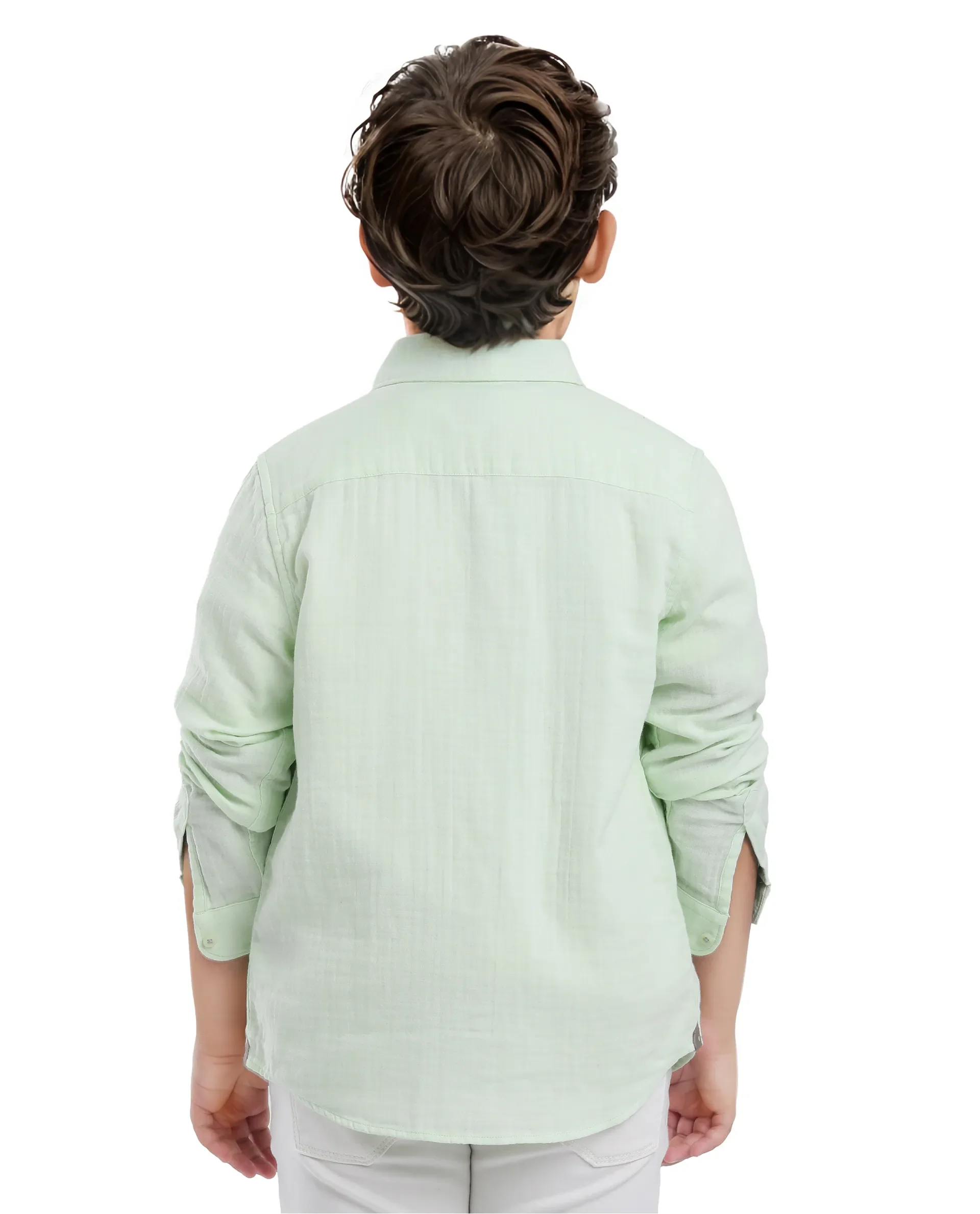 Rare Ones Kids Presto Flouroscent Green Cotton Full Sleeve Regular Fit Button Down Solid Shirt - Image 8