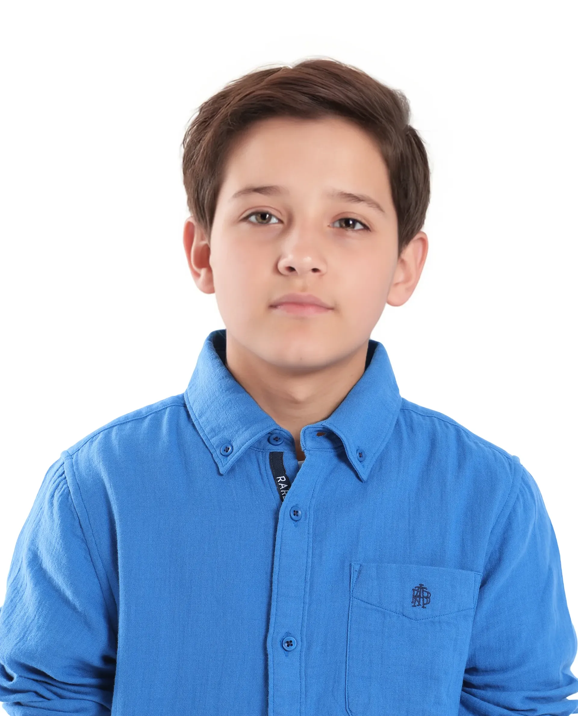 Rare Ones Kids Presto Blue Cotton Full Sleeve Solid Shirt - Image 5