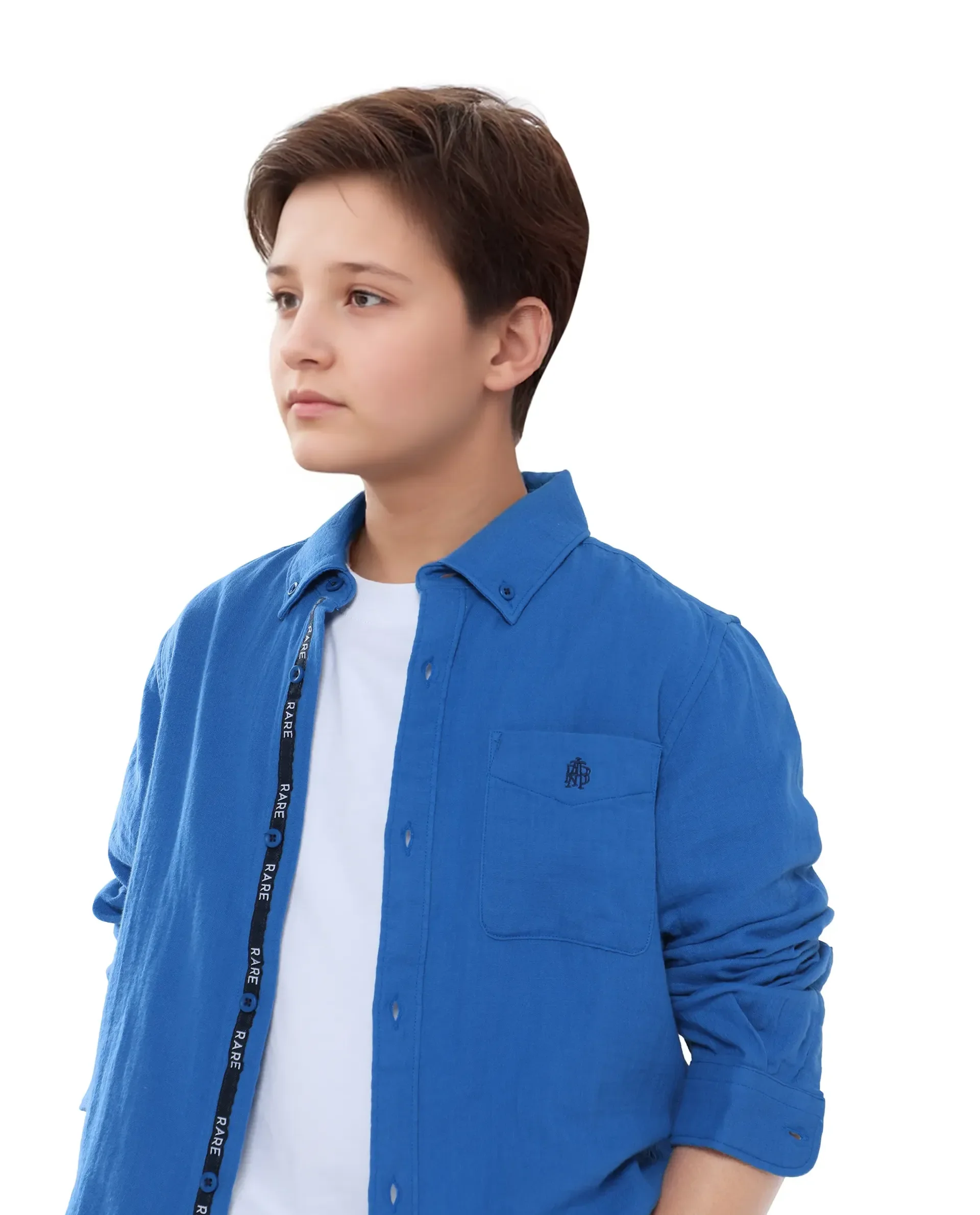 Rare Ones Kids Presto Blue Cotton Full Sleeve Solid Shirt - Image 6