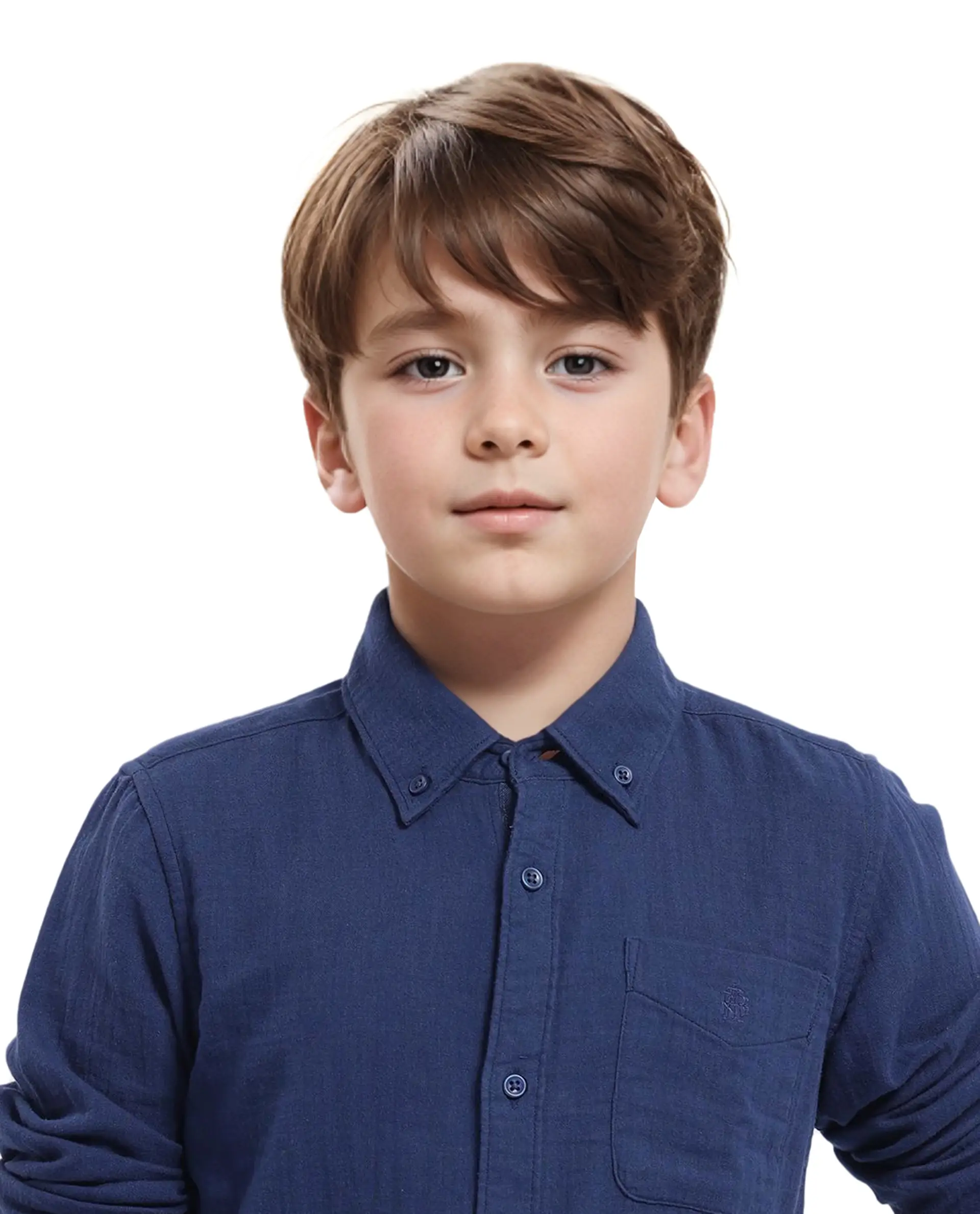 Rare Ones Kids Presto Navy Cotton Full Sleeve Regular Fit Button Down Solid Shirt - Image 7