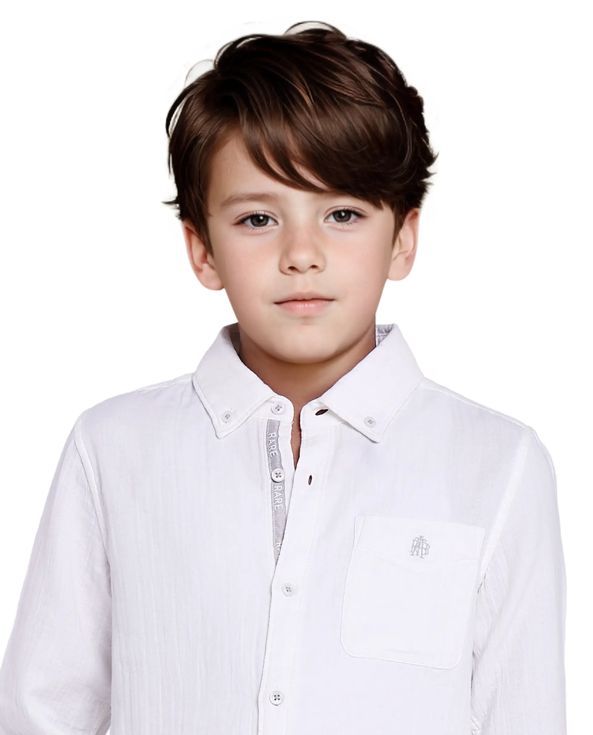 Rare Ones Kids Presto White Cotton Full Sleeve Regular Fit Button Down Solid Shirt - Image 3