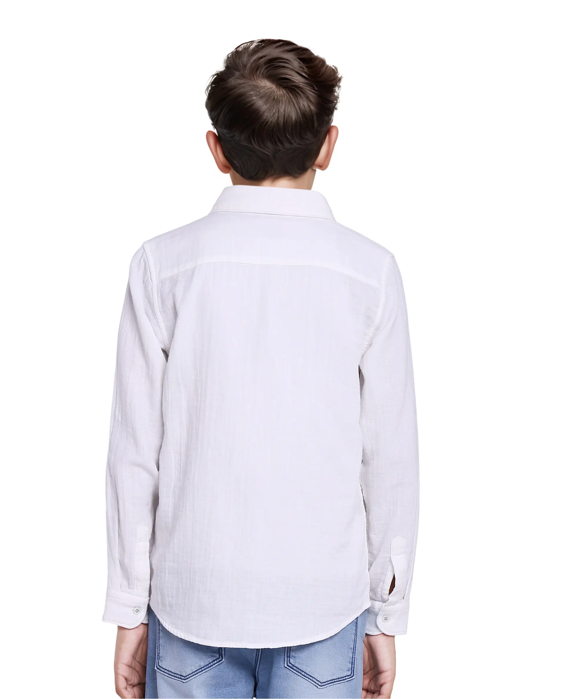 Rare Ones Kids Presto White Cotton Full Sleeve Regular Fit Button Down Solid Shirt - Image 8