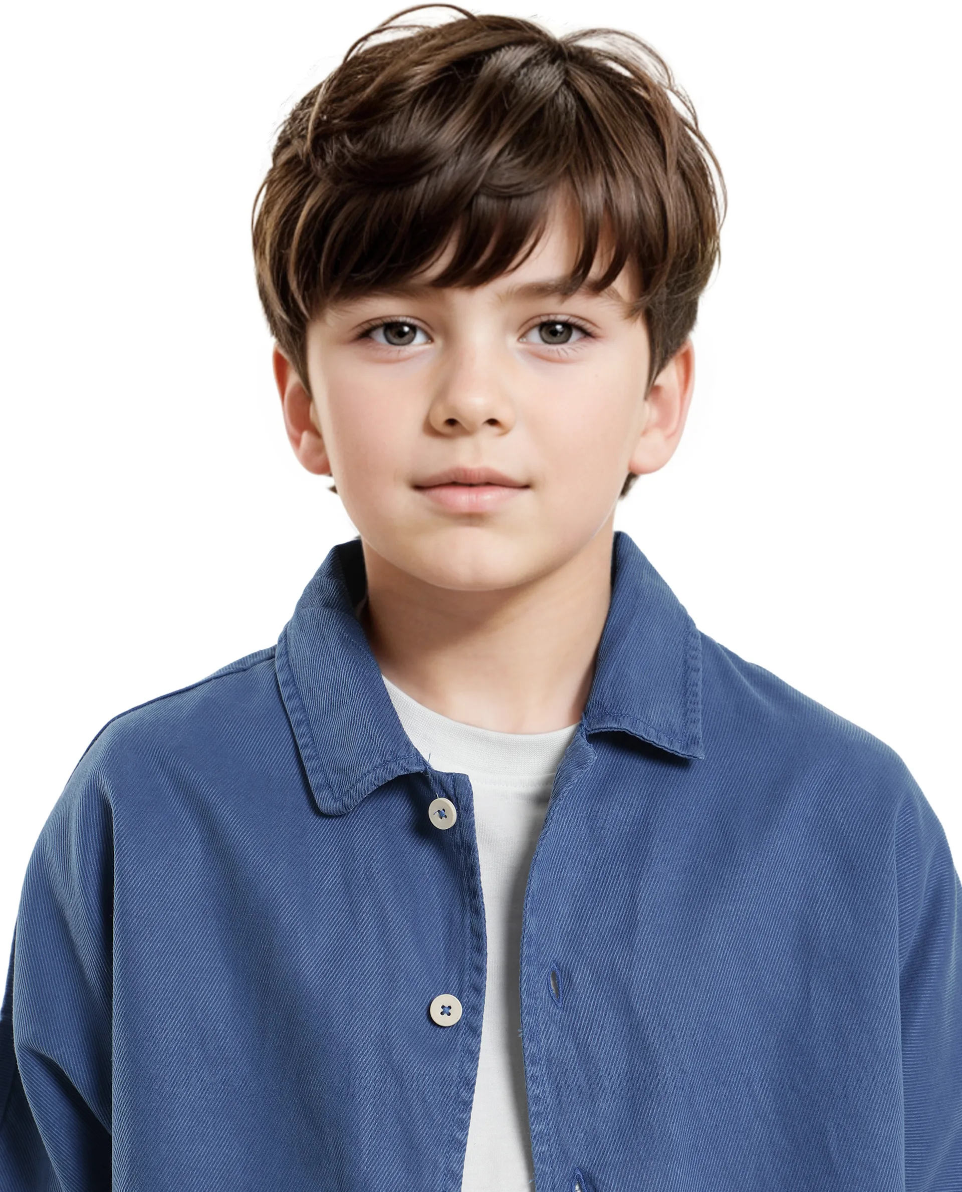 Rare Ones Kids Qirk Blue Cotton Blend Short Sleeve Solid Regular Shirt - Image 3