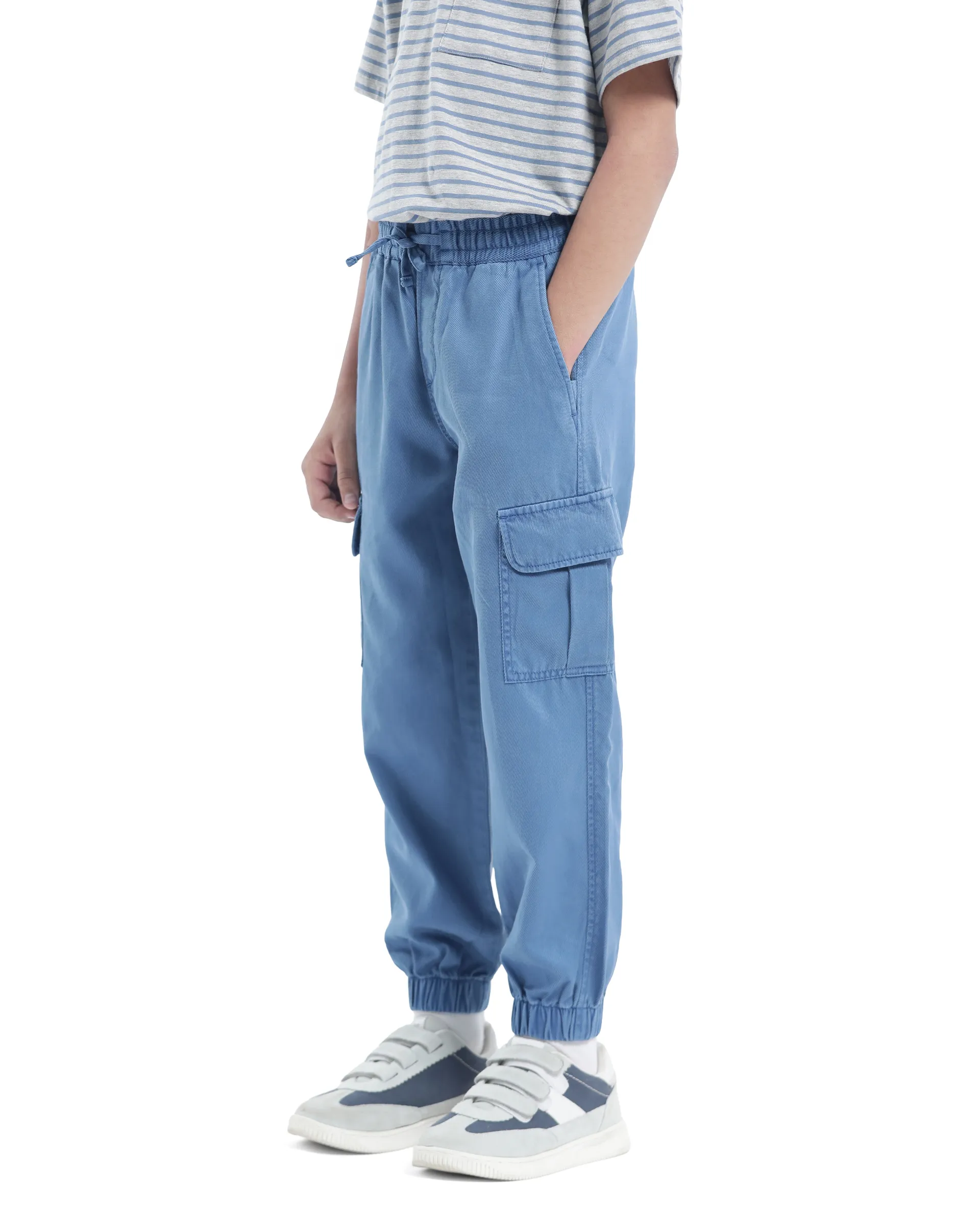 Rare Ones Kids Qirk-T Blue Cotton Blend Solid Drawstring Closure Regular Fit Trouser - Image 7