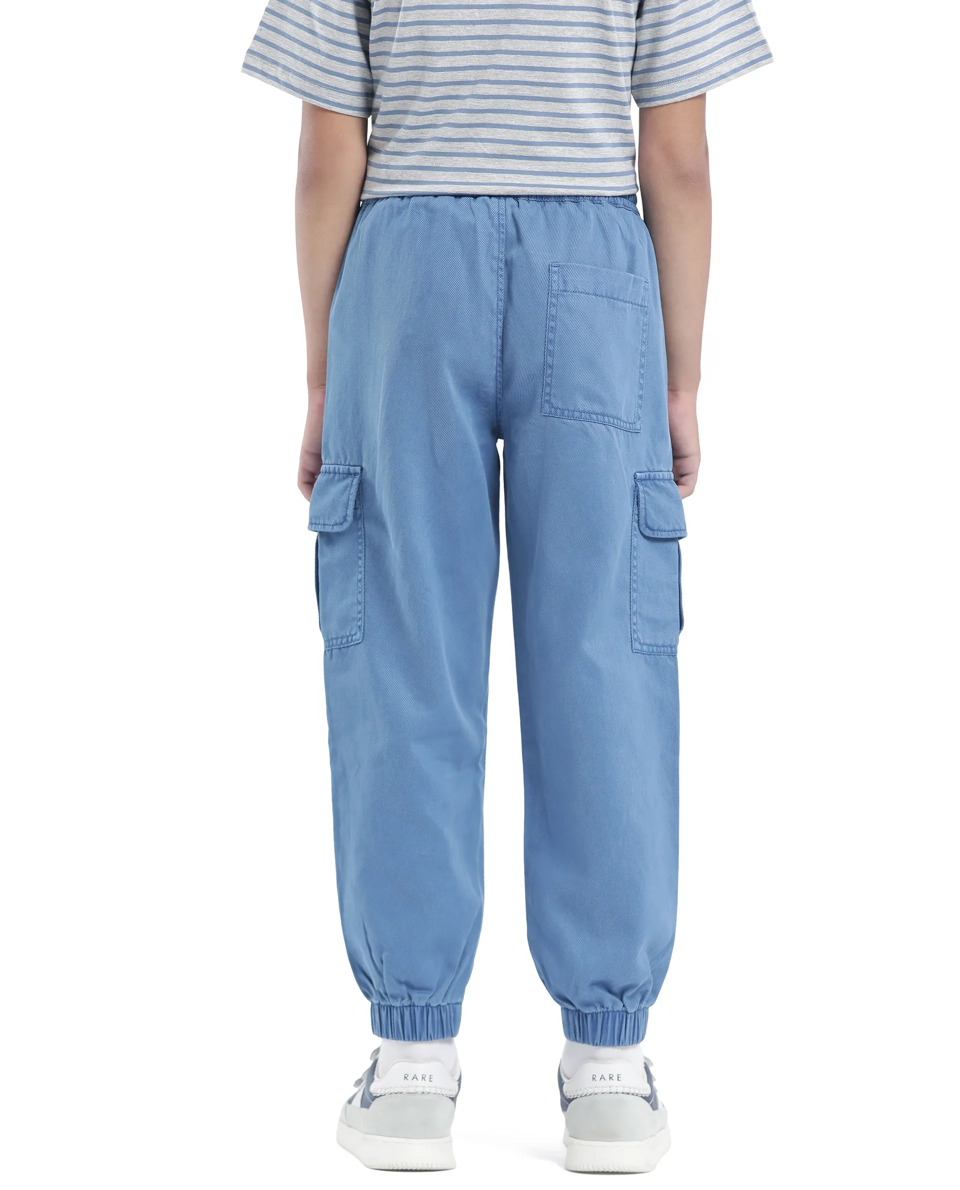 Rare Ones Kids Qirk-T Blue Cotton Blend Solid Drawstring Closure Regular Fit Trouser - Image 8