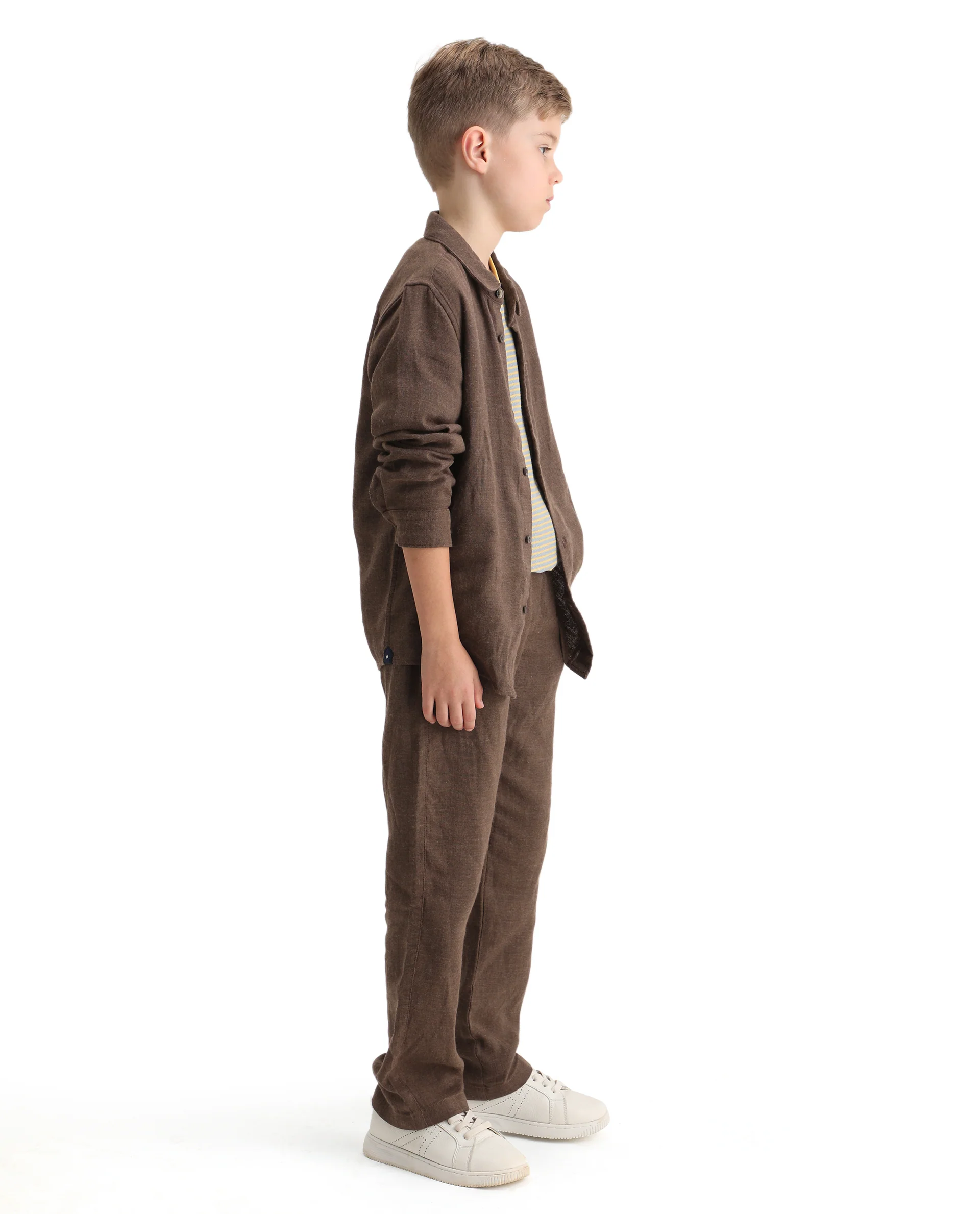 Rare Ones Kids Quen-B Brown Cotton Blend Solid Button Closure Regular Fit Trouser - Image 7