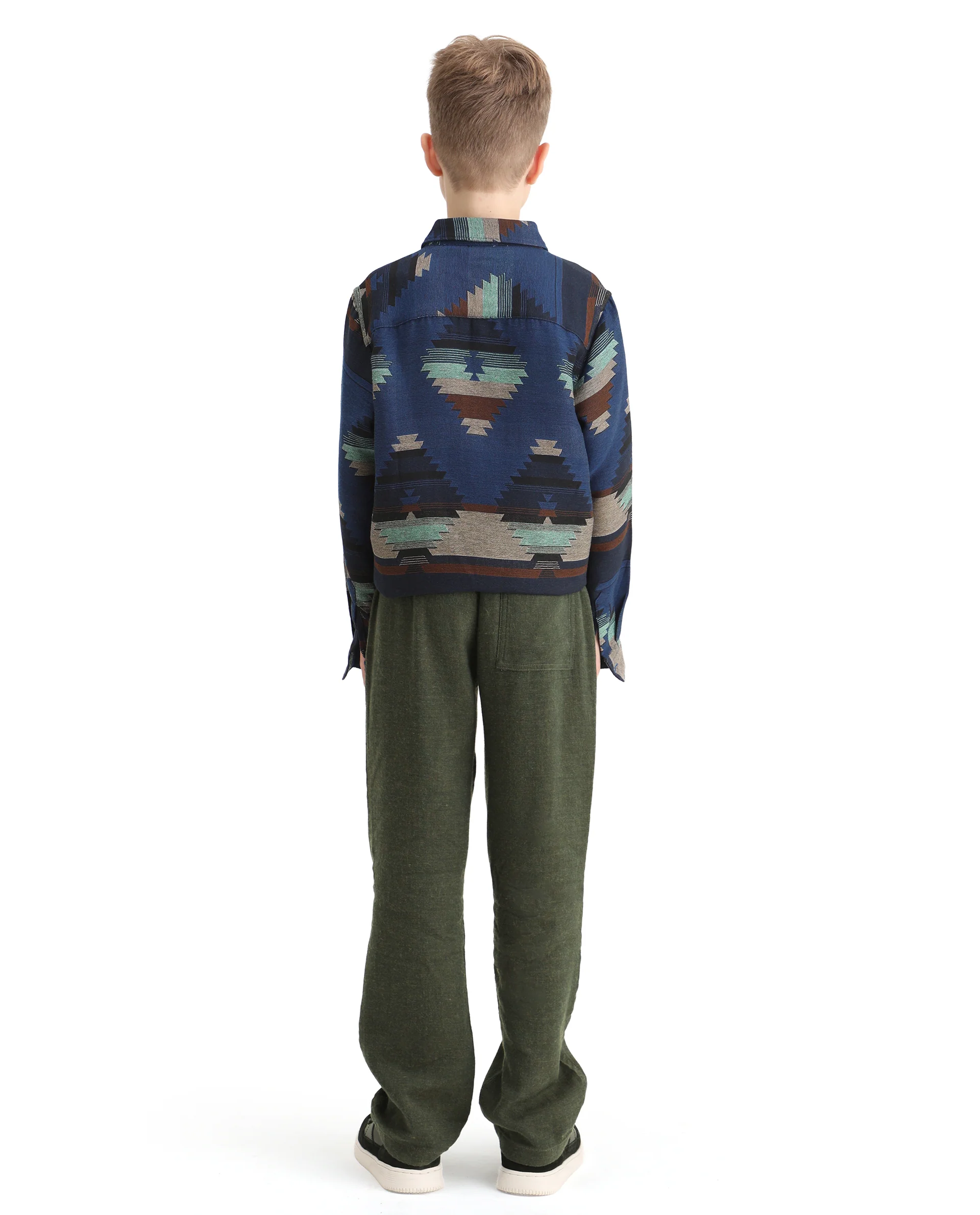Rare Ones Kids Quen-B Green Cotton Blend Solid Button Closure Regular Fit Trouser - Image 6