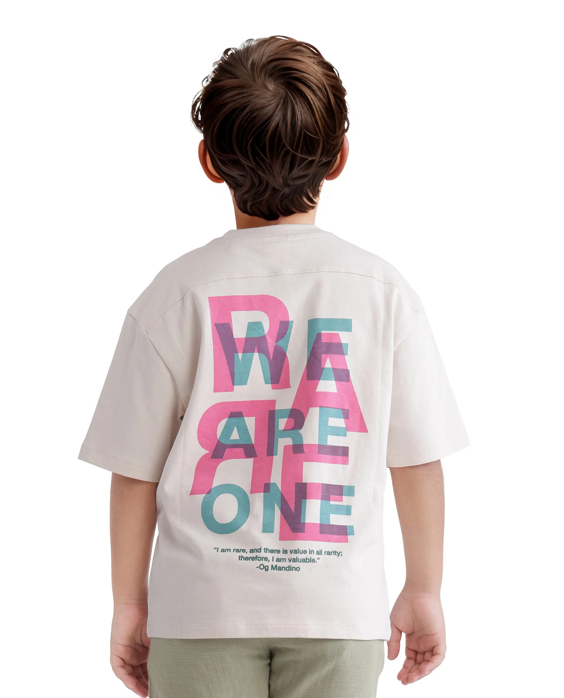 Rare Ones Kids Quinn Off White Cotton Short Sleeve Crew Neck T-Shirt - Image 3